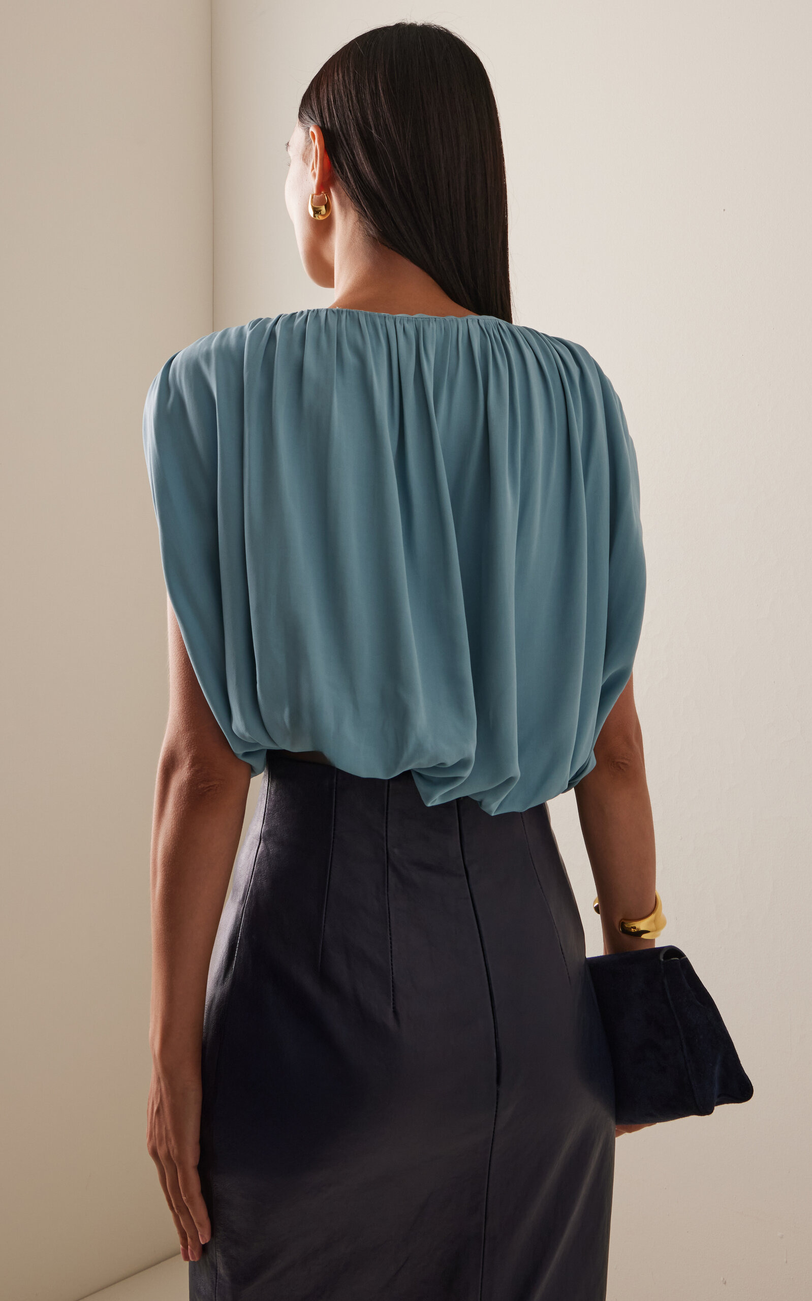 Seraphix Draped Cropped Top blue - 4