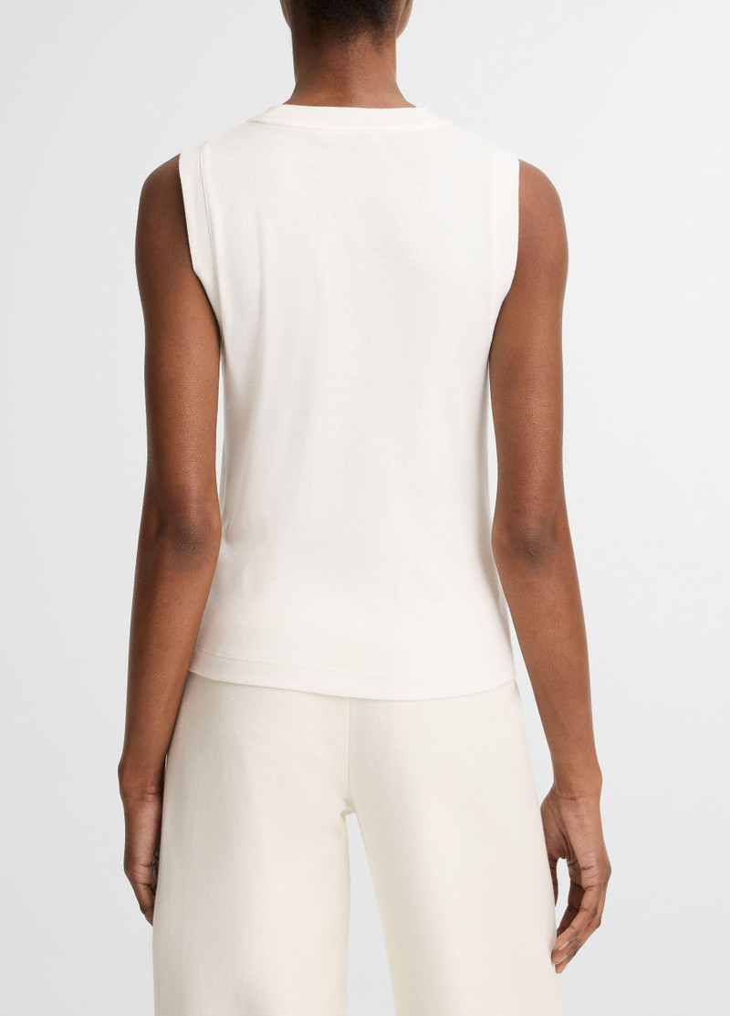 Vince Pima Cotton-Blend High V-Neck Shell outlook
