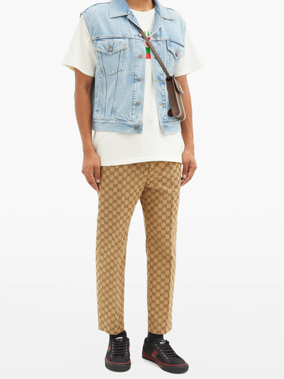 GUCCI GG-jacquard drawstring-waist cotton-blend trousers outlook