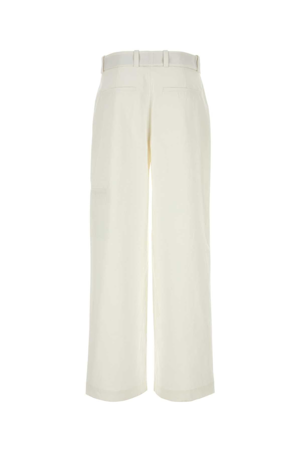 Jil Sander Men White Cotton Wide-Leg Pant - 2