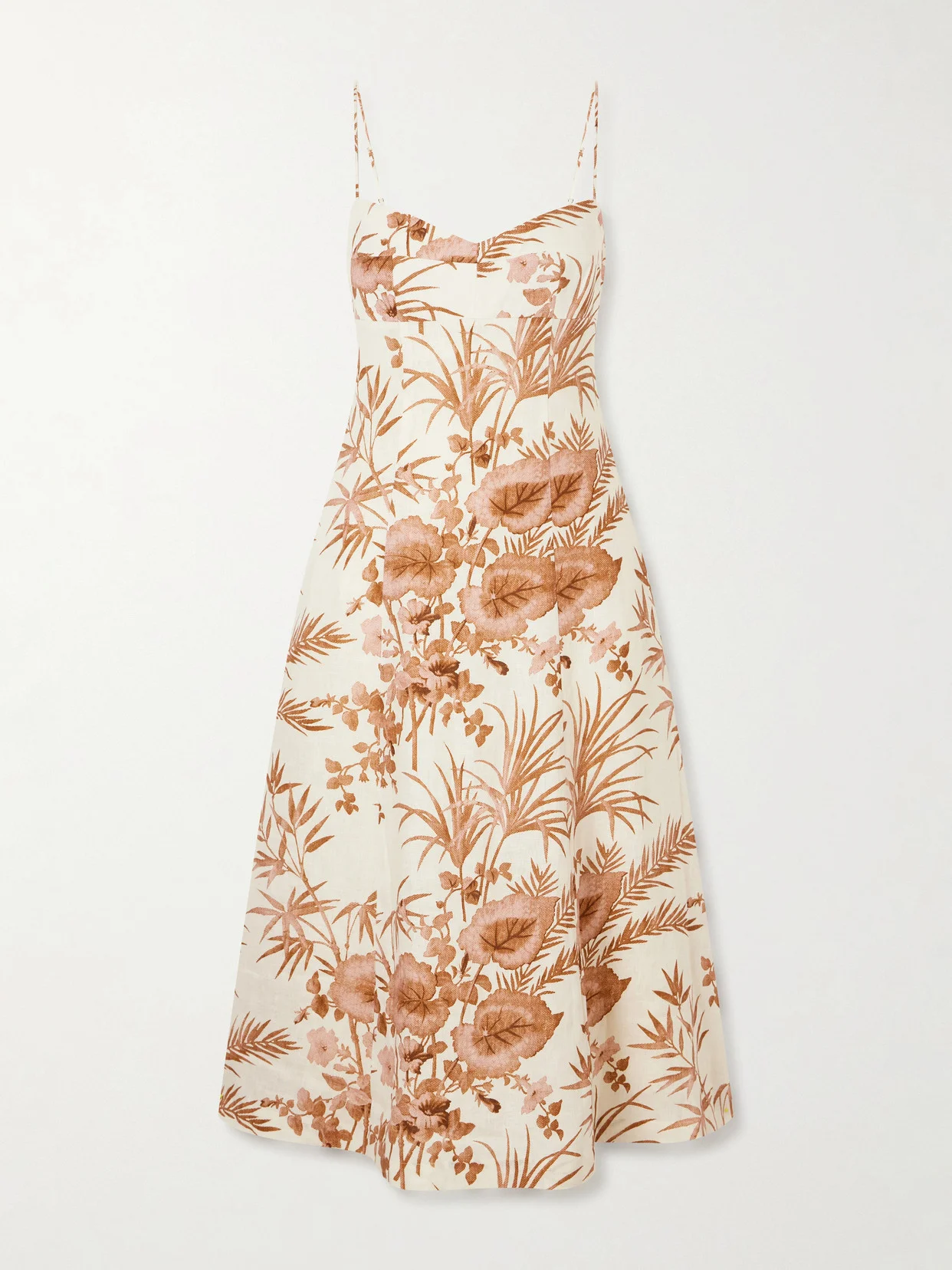 Cherry Floral-print Linen Midi Dress - 1