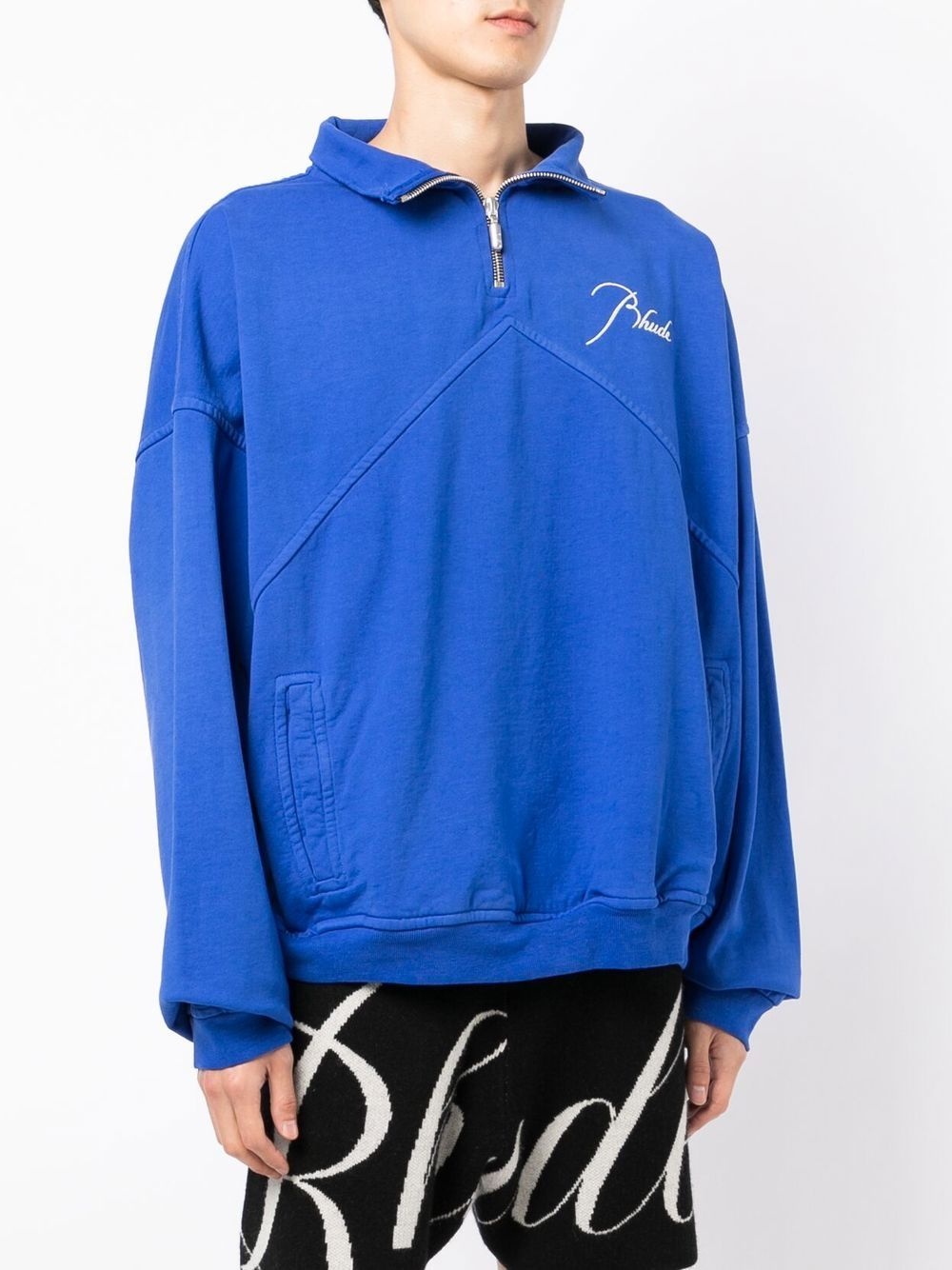 embroidered-logo half-zip sweatshirt - 4