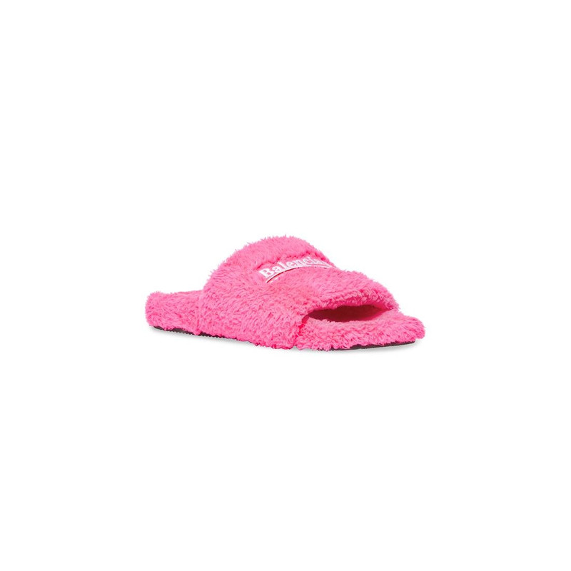 BALENCIAGA Women's Furry Slide Sandal in Bright Pink outlook