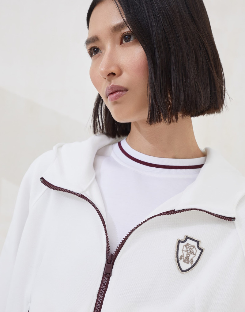 Techno cotton piqué hooded sweatshirt with logo 3