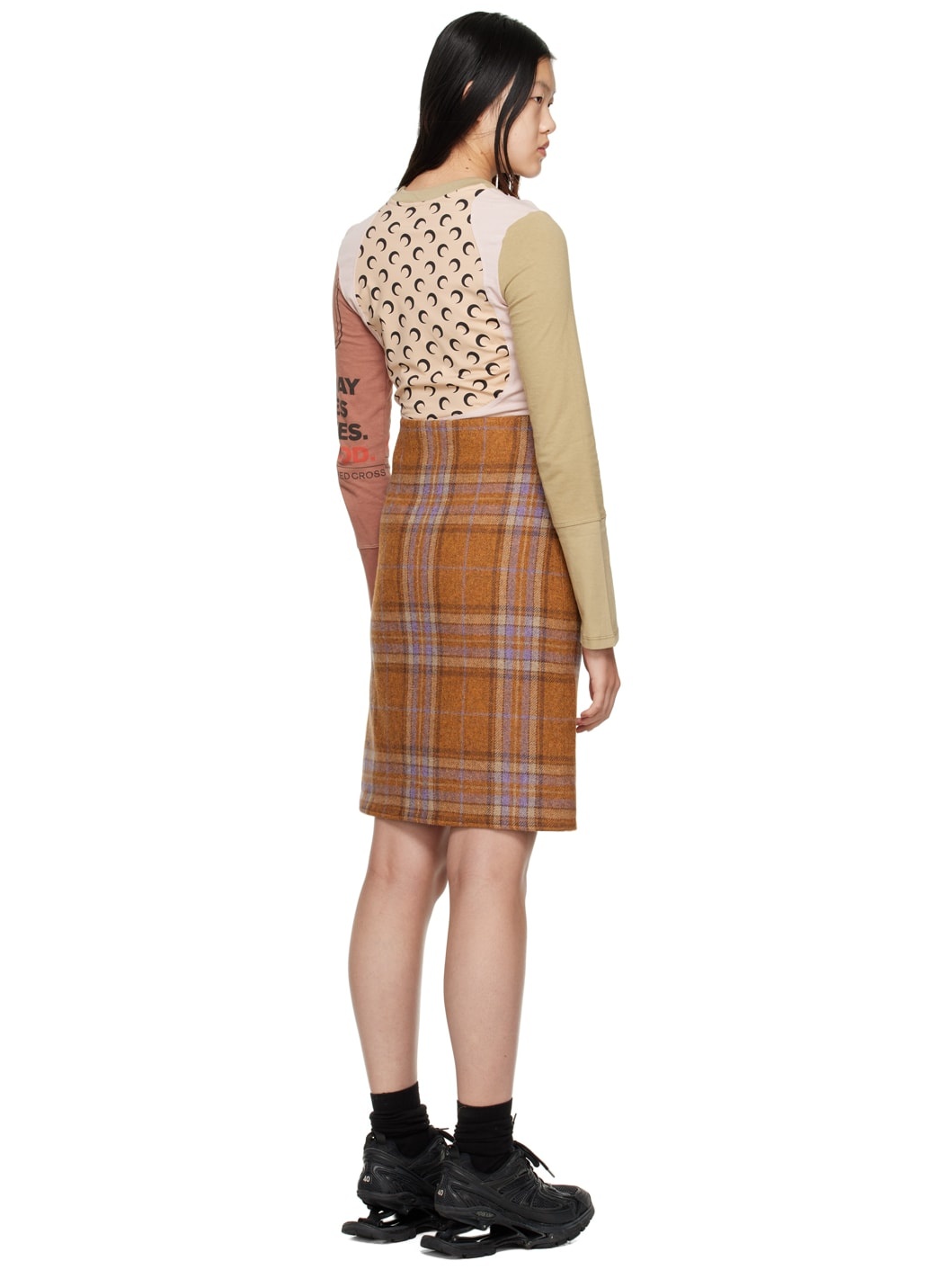 Orange Plaid Minidress - 3