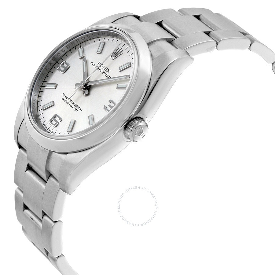 Pre-owned Rolex Oyster Perpetual Silver Dial Men's Watch 114200SASO - 2