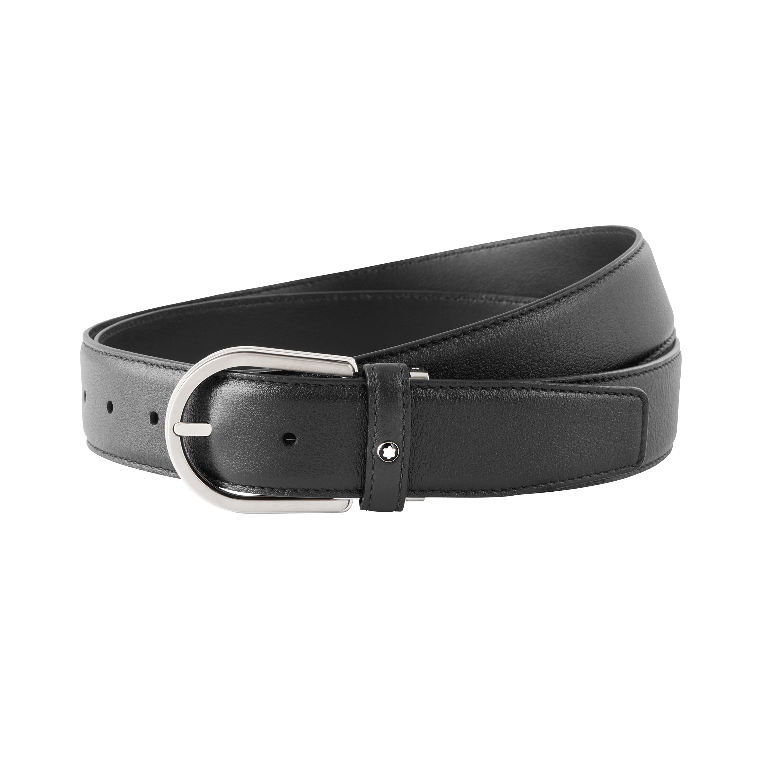Horseshoe buckle gray 35 mm leather belt - 2