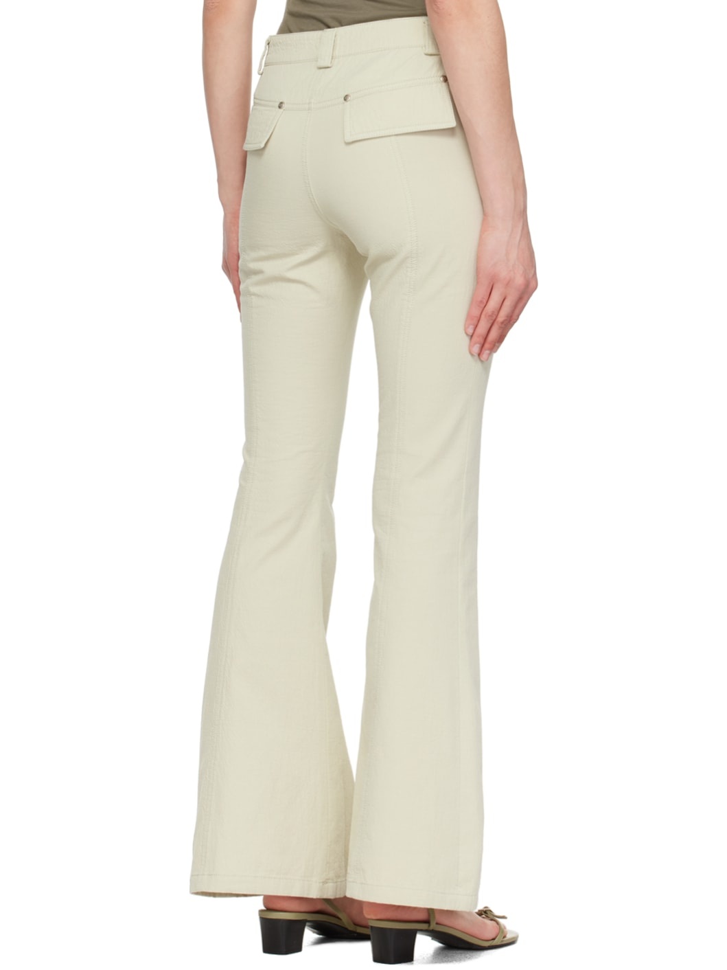 Beige Bootcut Trousers - 3