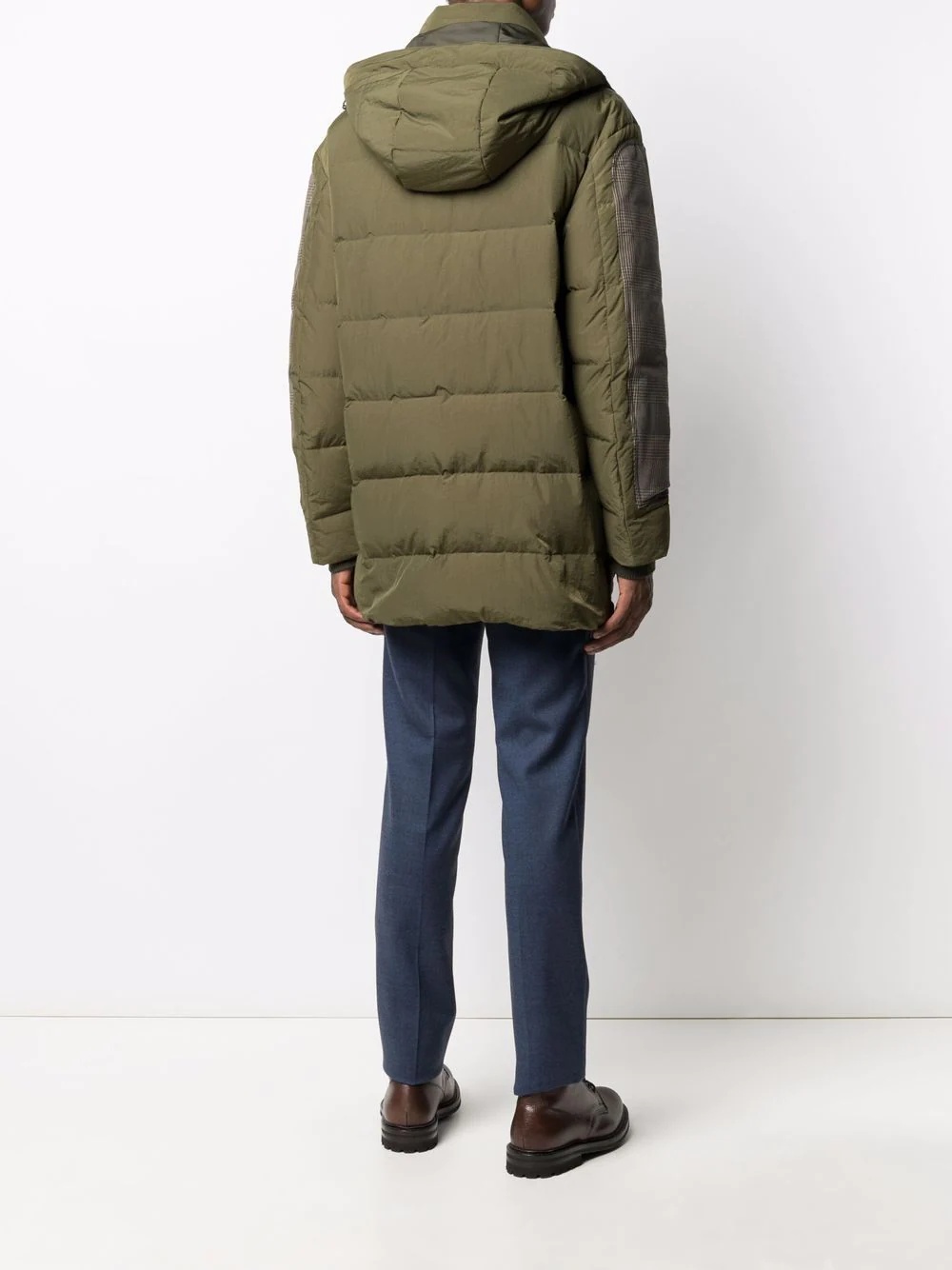 herringbone-sleeved padded down jacket - 6