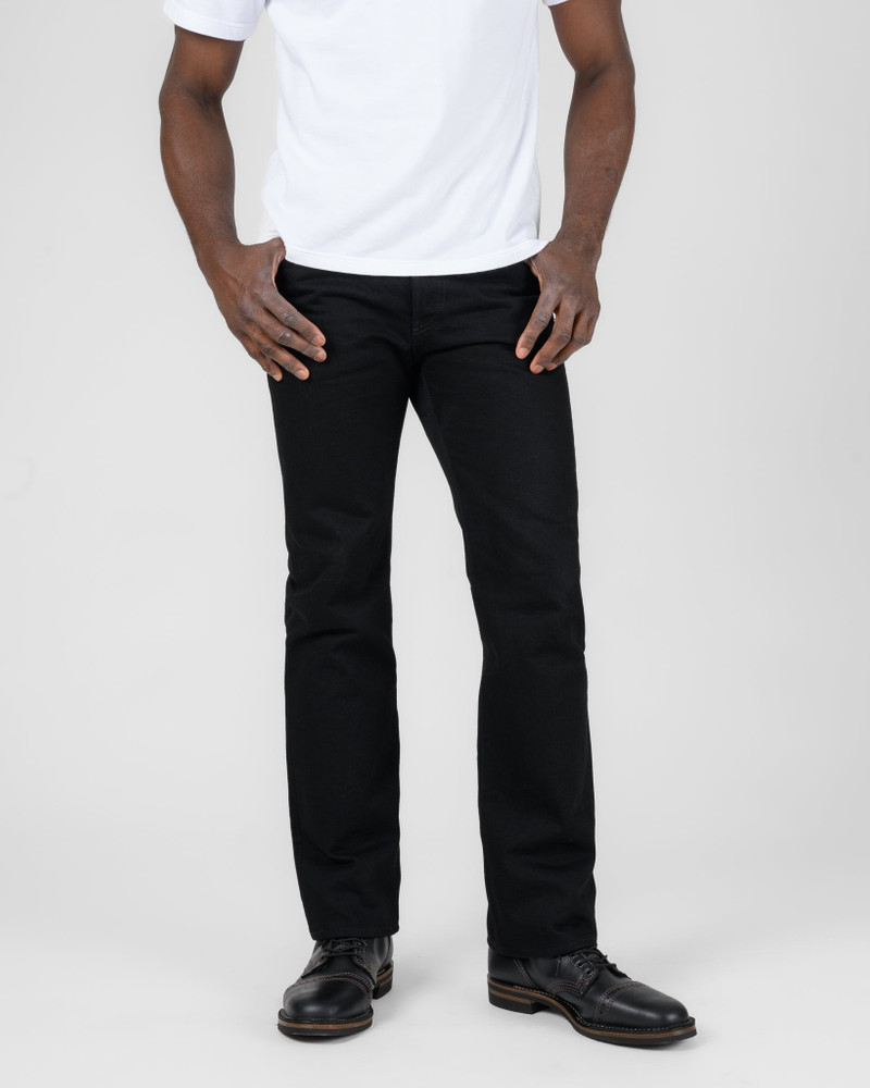 Iron Heart IH-666S-142BB 14OZ SELVEDGE DENIM SLIM STRAIGHT CUT JEANS - BLACK/BLACK outlook