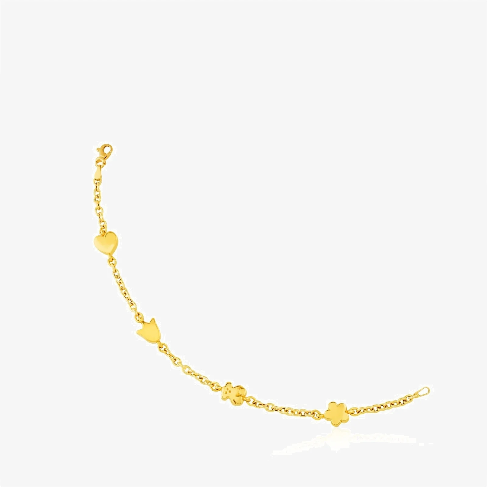 18K solid gold Sweet Dolls Bracelet with Flower, Tulip, Heart and Bear motifs - 1