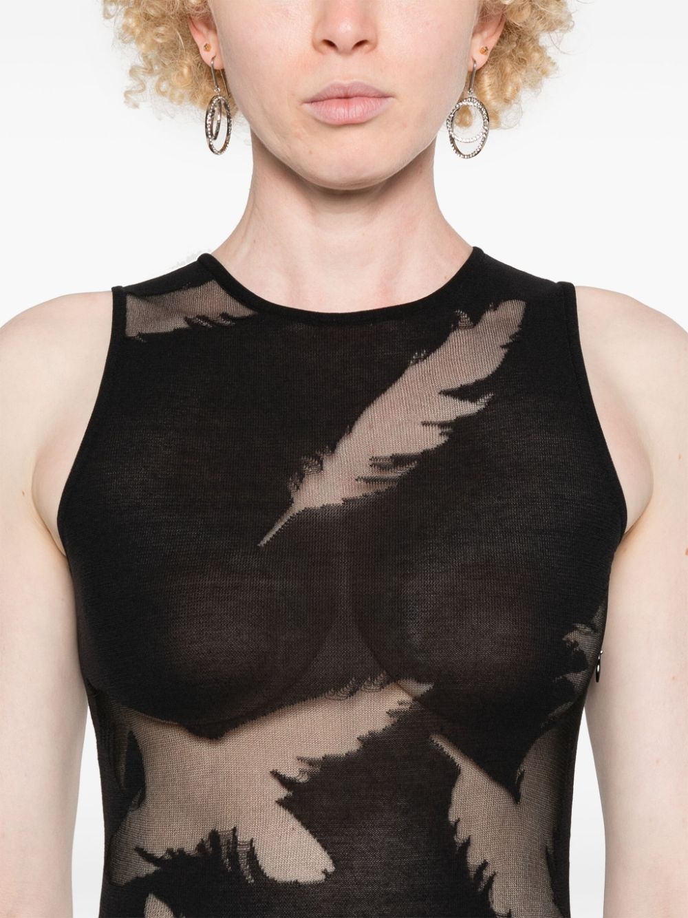 feather-intarsia pencil dress - 5
