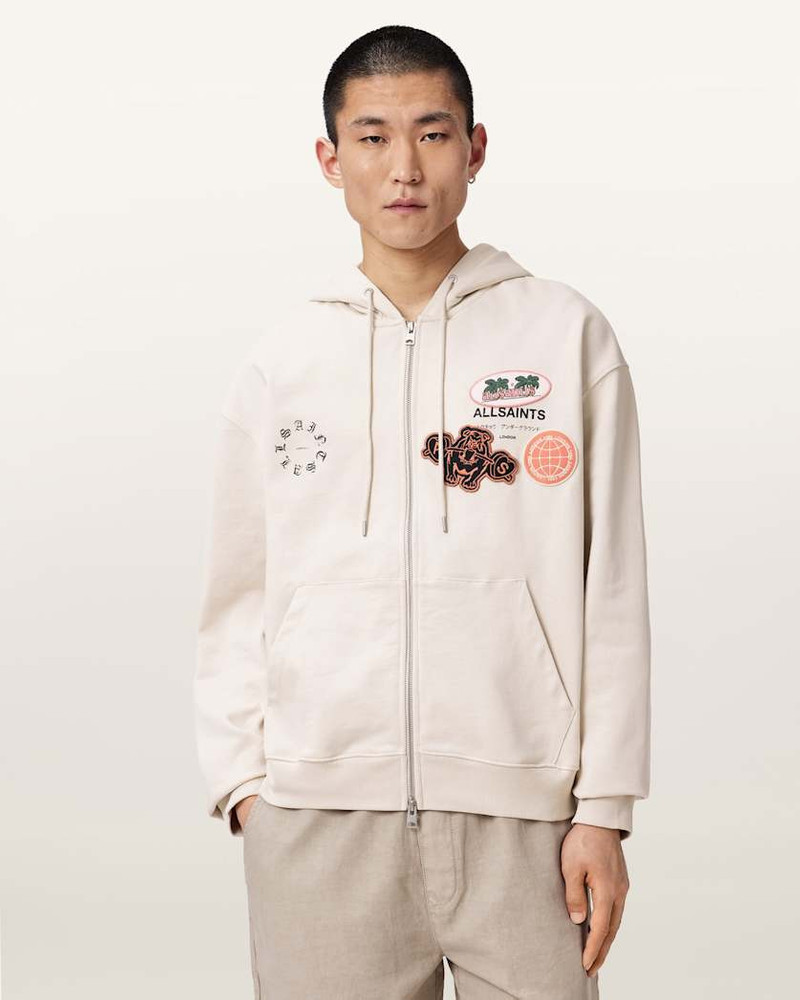 ALLSAINTS PATCHER ZIP UP COTTON HOODIE outlook