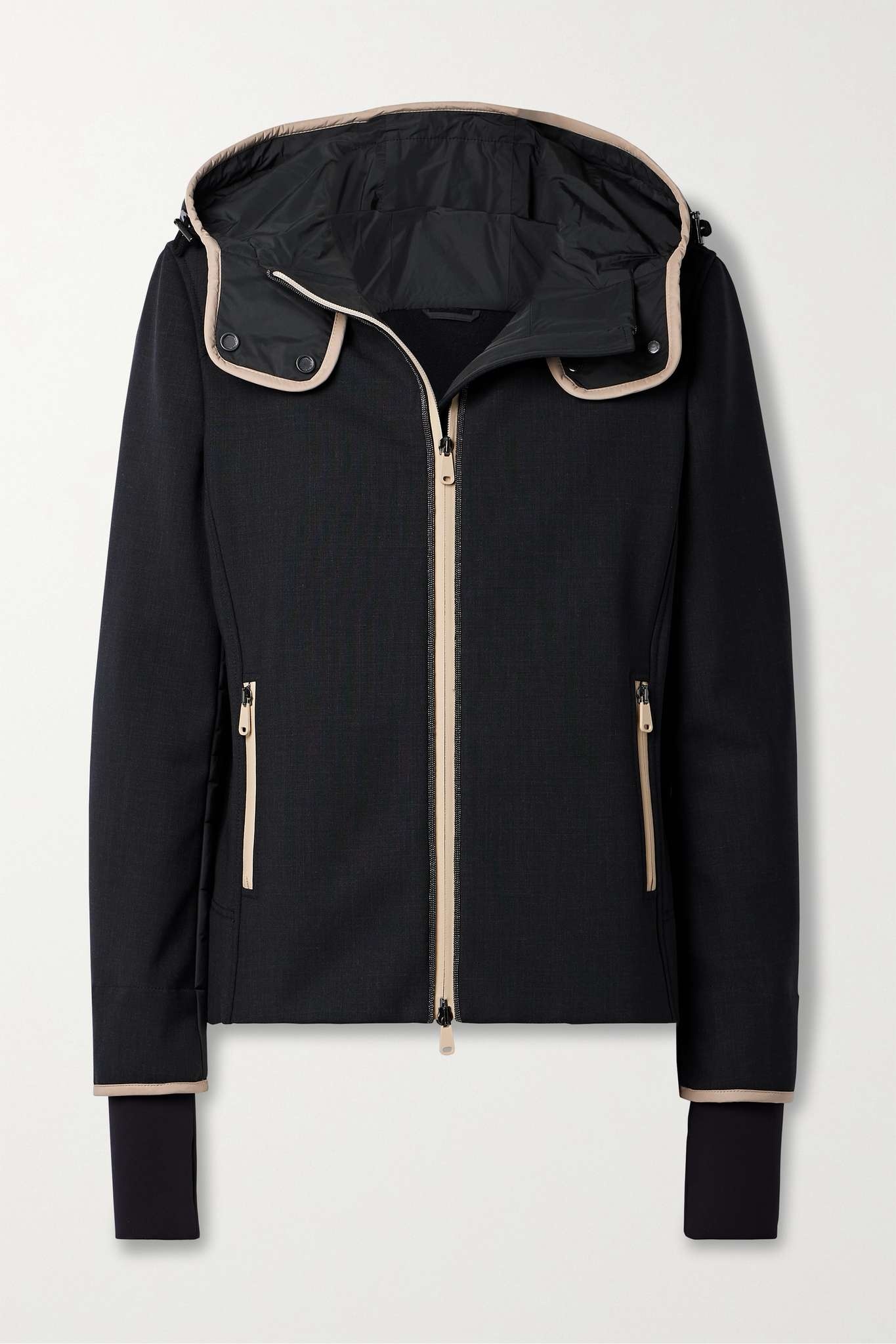 Bead-embellished hooded wool-blend ski jacket - 1