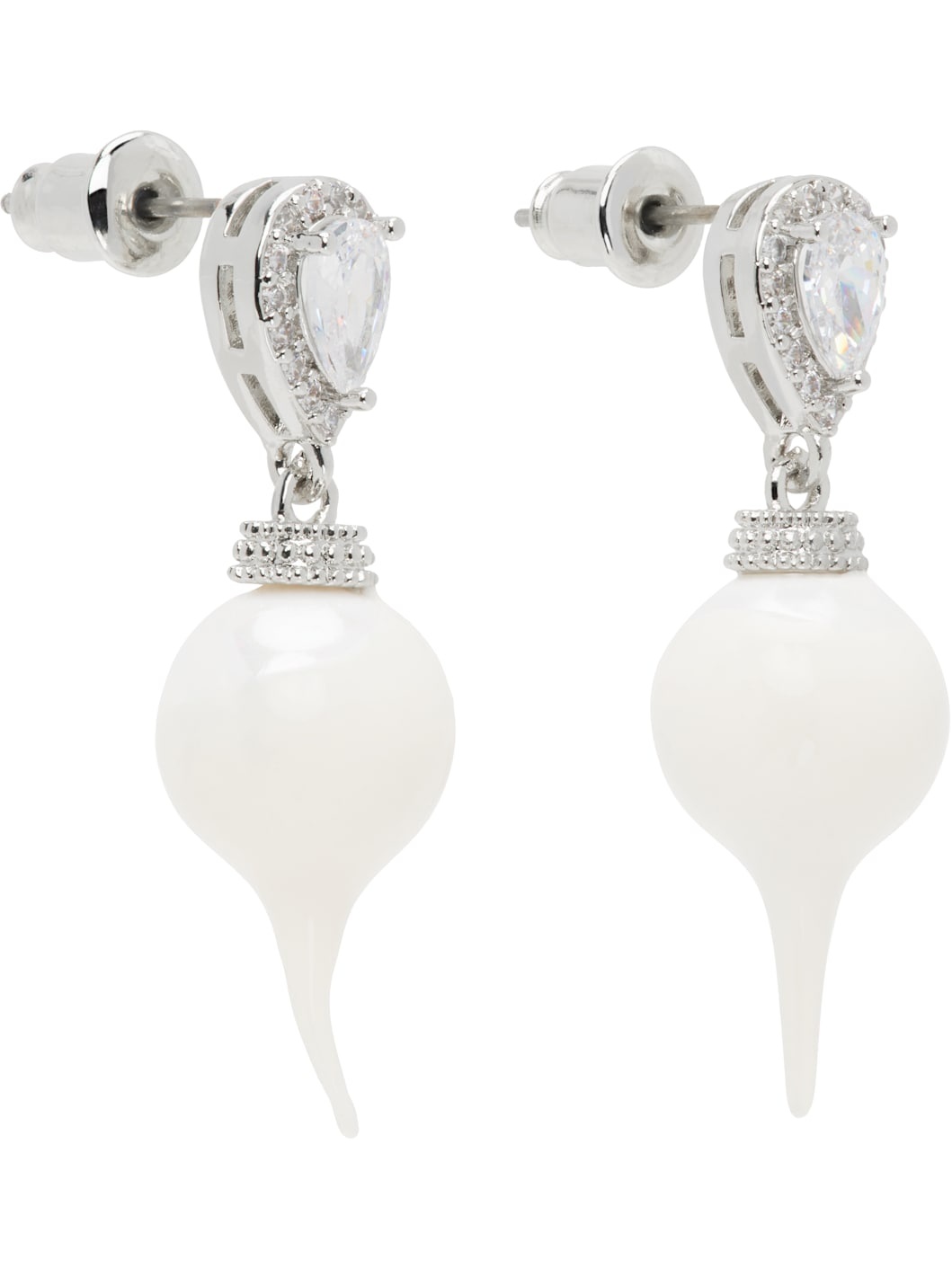 SSENSE Exclusive Silver & White Diamond Drop Earrings - 2