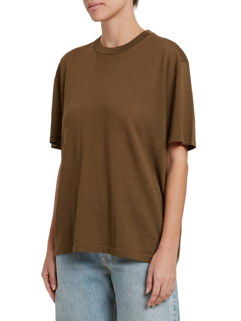 Women's Merino Wool Crewneck T-Shirt - Olive Green 4
