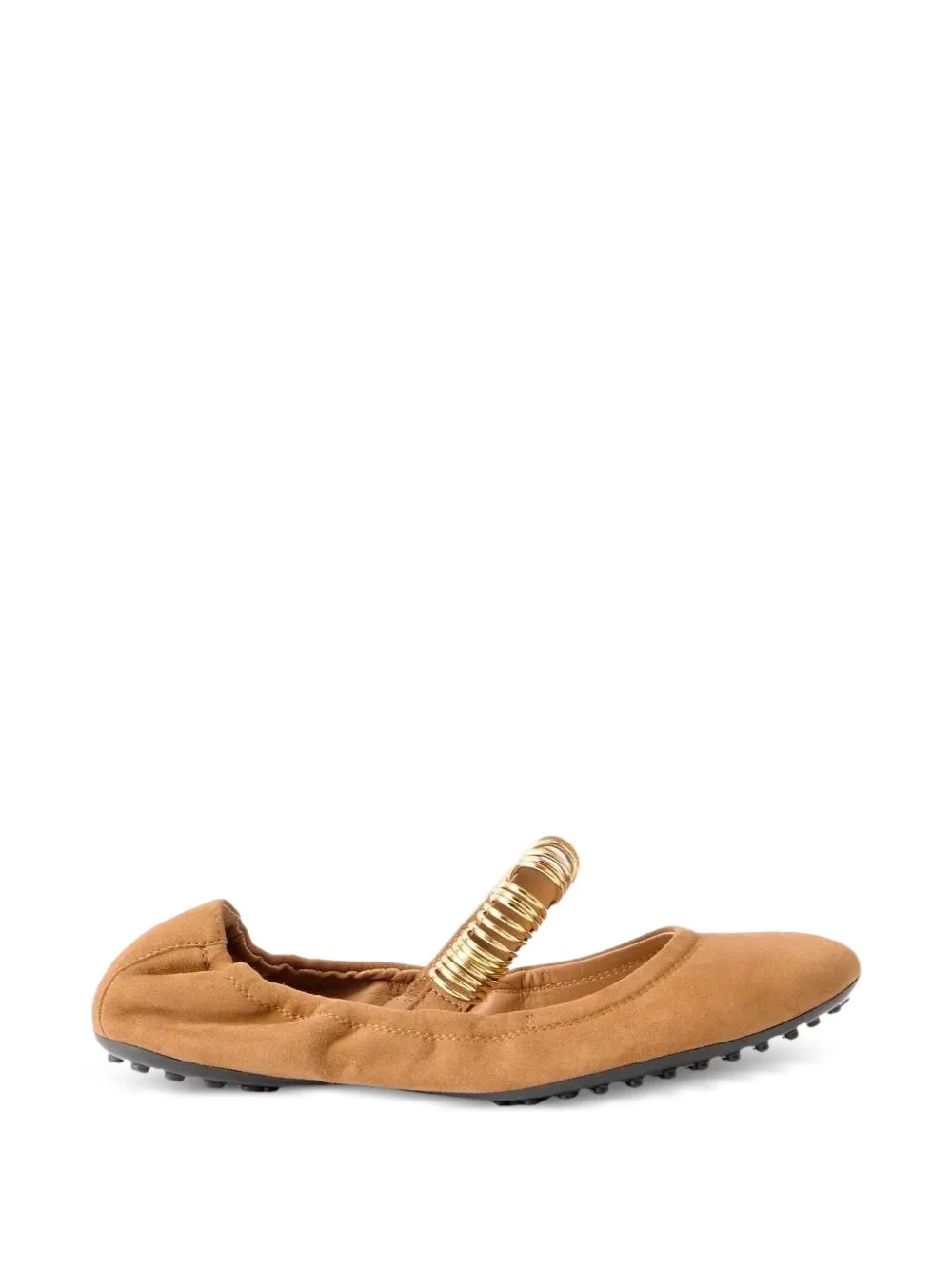 golden-ring detail suede ballet flats - 1