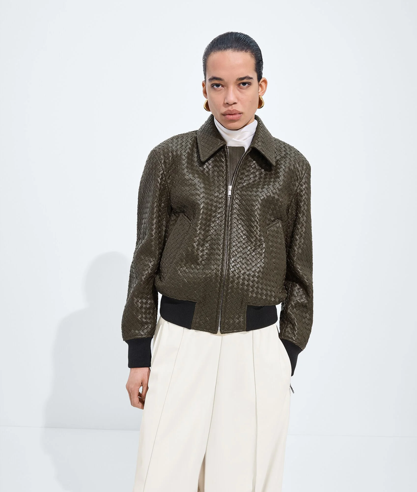 Small Intrecciato Leather Blouson - 1