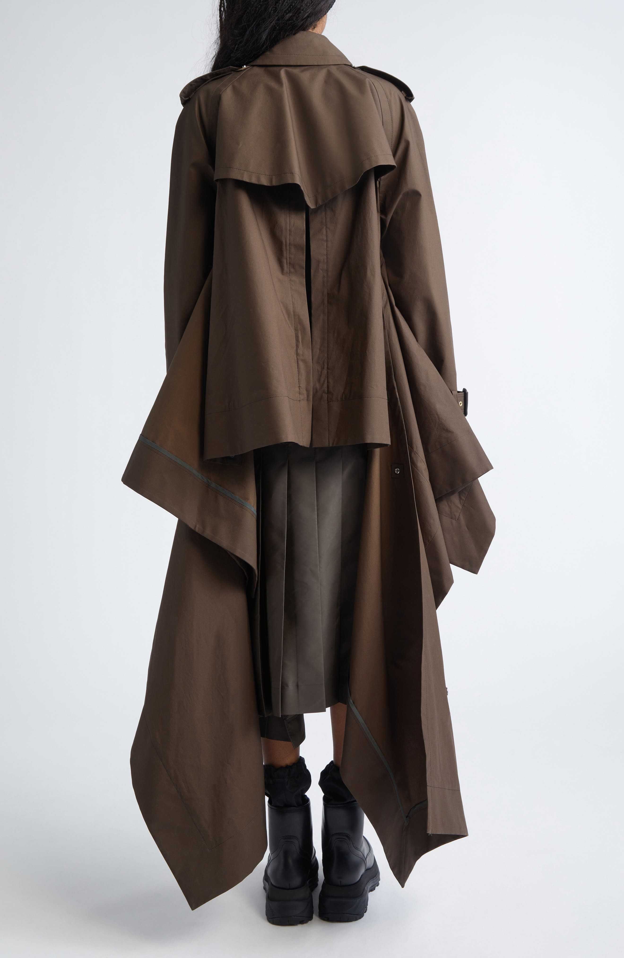 Sacai Cascade Panel Trench Coat in Brown at Nordstrom - 4