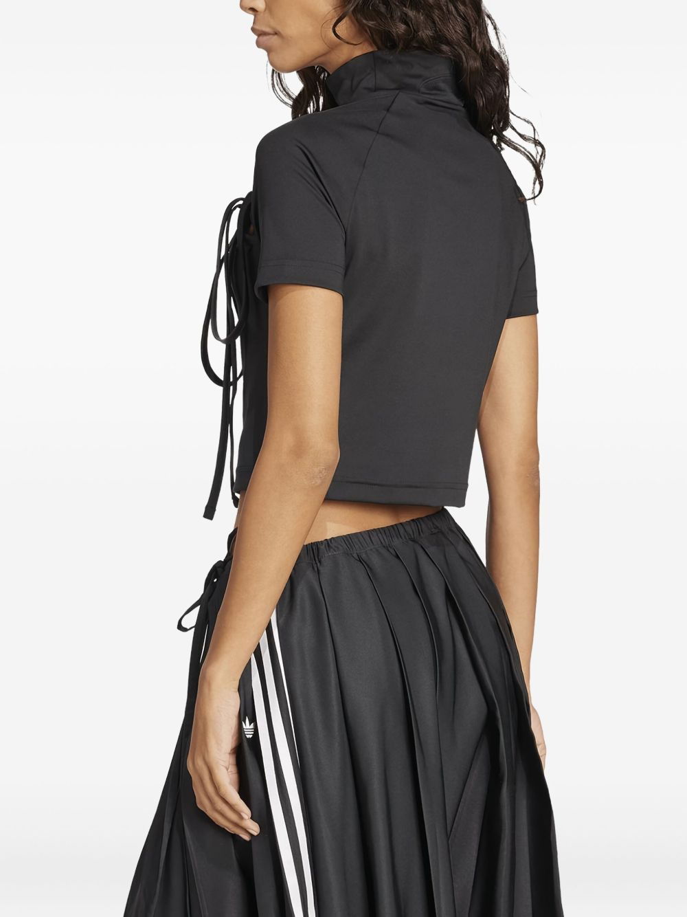 mock-neck tie-detail top - 2