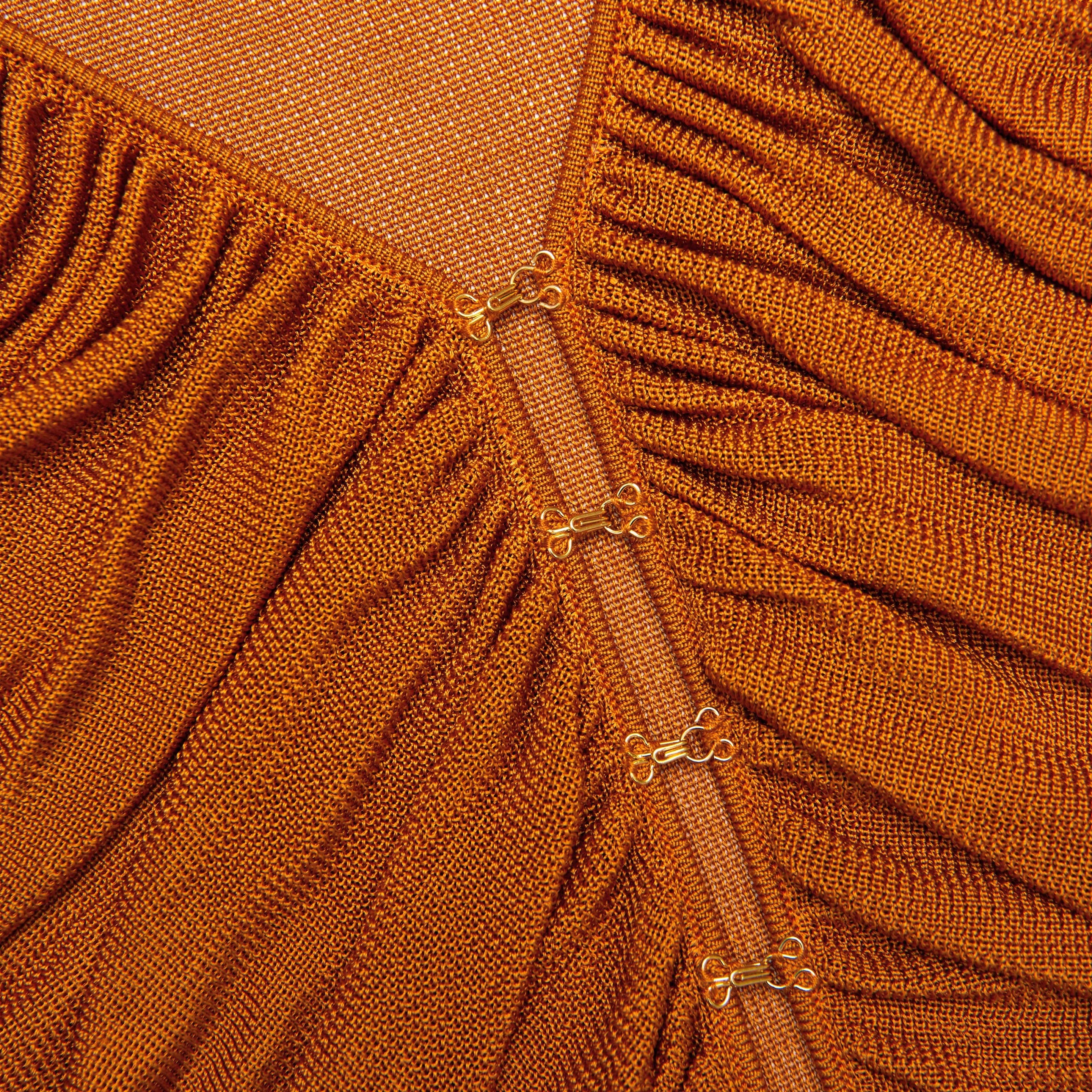 Burnt Orange V Neck Viscose Knit Top - 5