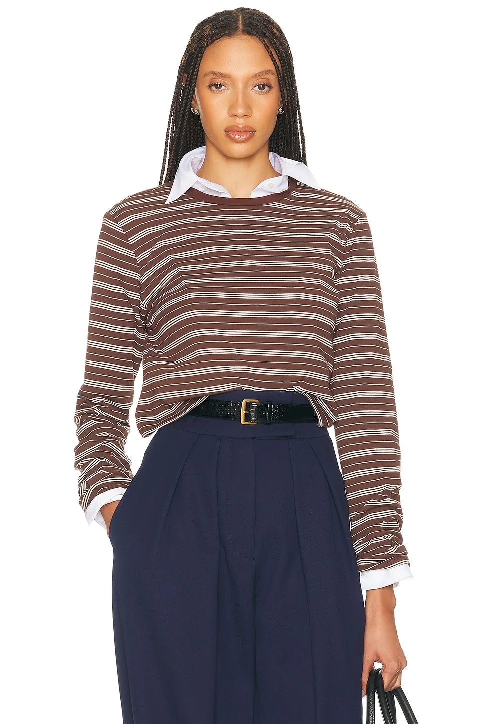 The Rib Long Sleeve Tee in Stripe - 1