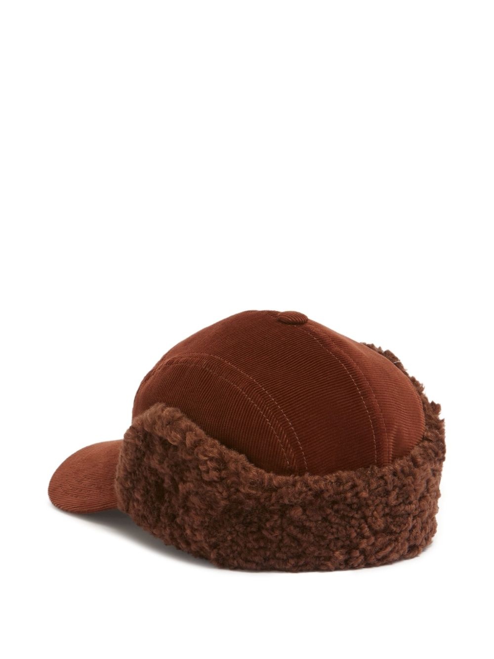 corduroy fur-trimmed cap - 2