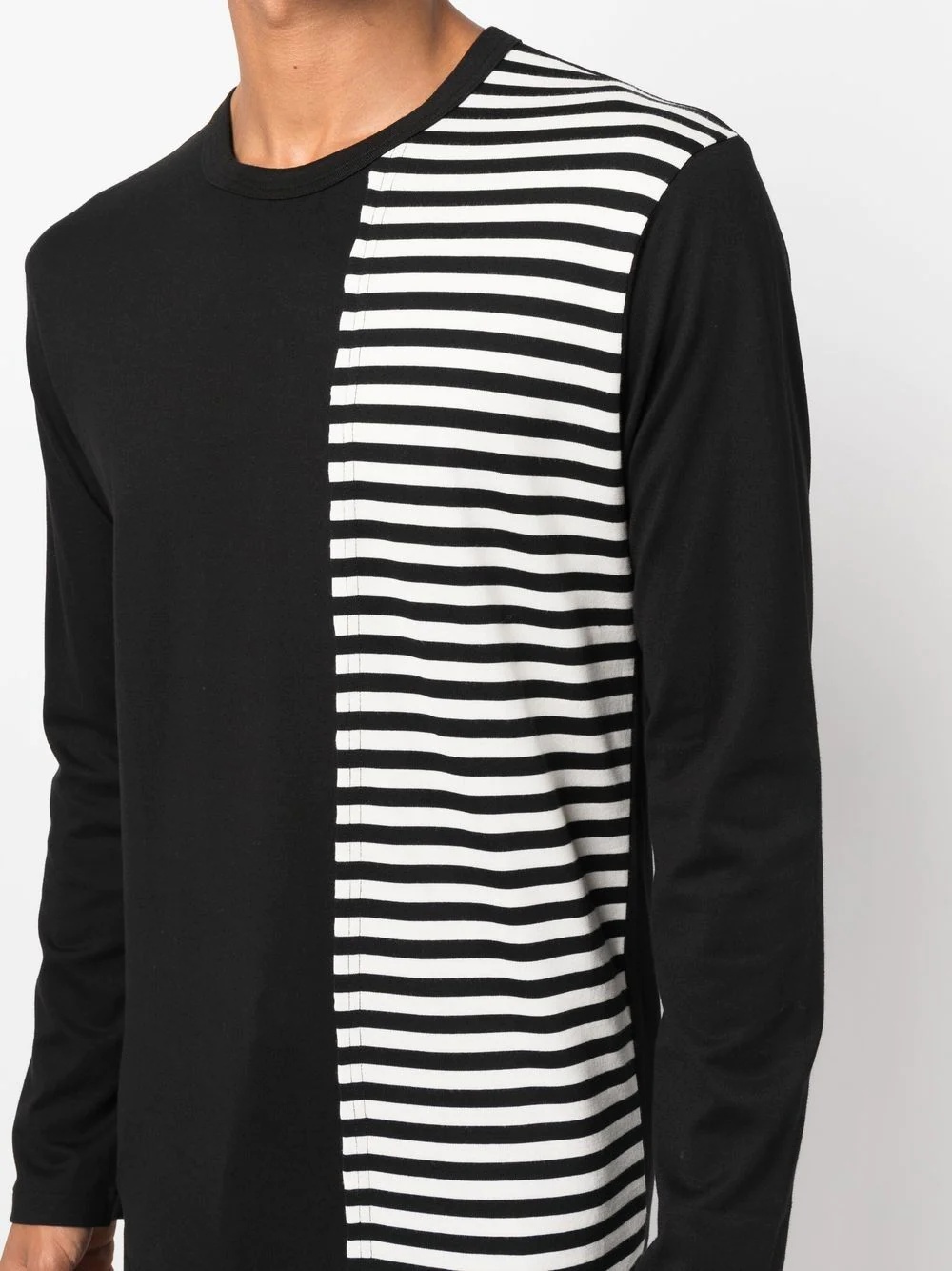 stripe-pattern panelled long-sleeve T-Shirt - 5