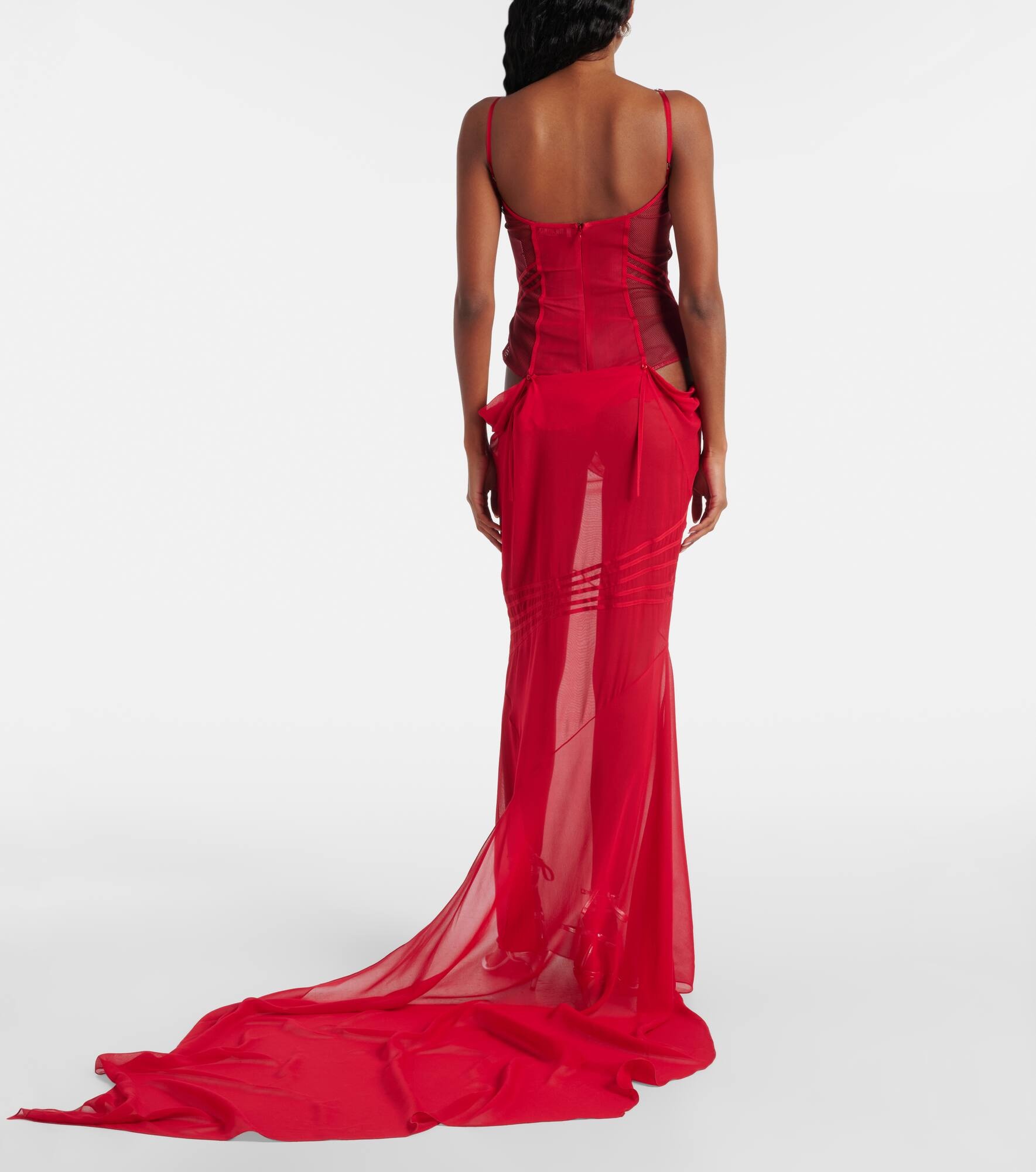 Cutout chiffon bustier dress - 3