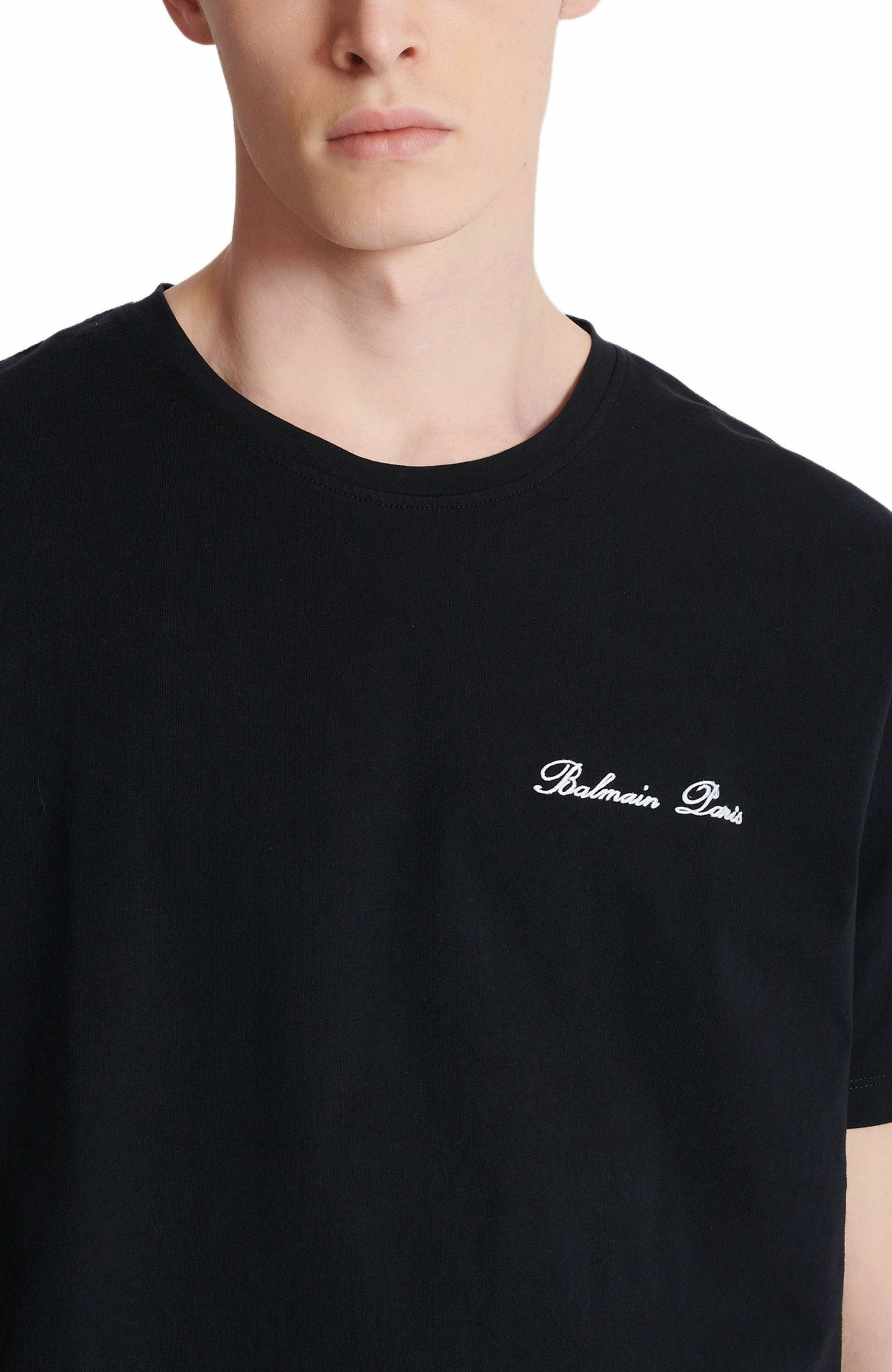 Embroidered Balmain Signature T-shirt in Black at Nordstrom - 6