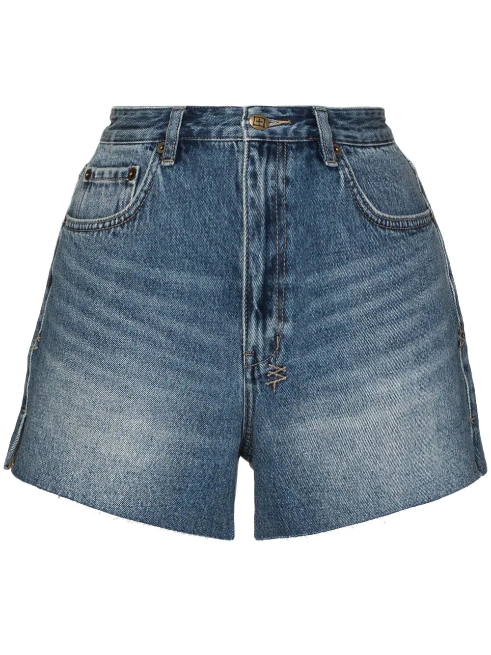 faded-effect denim shorts - 1