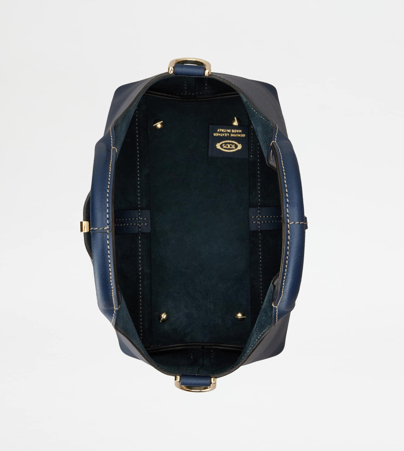 TOTE SHOPPING BAG IN LEATHER MINI - BLUE 4