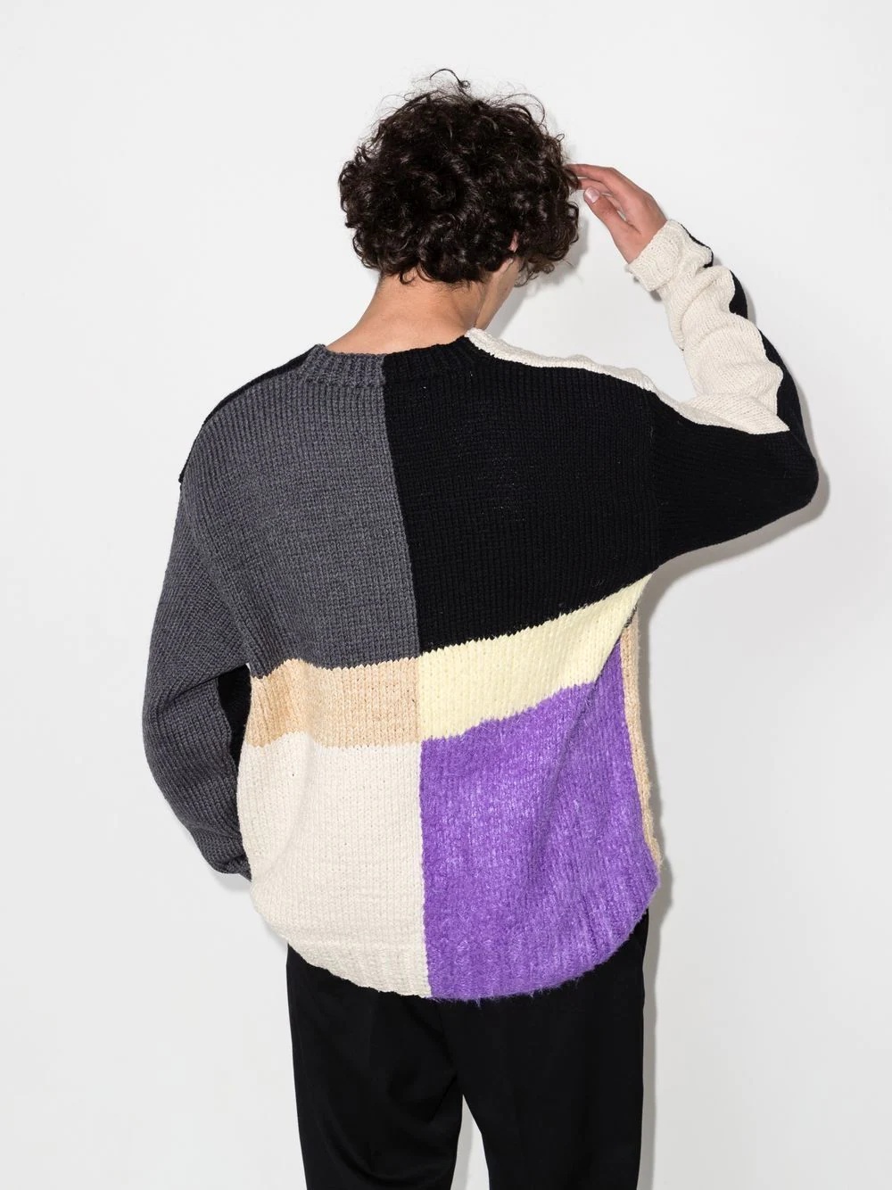 colour-block crew-neck jumper - 3