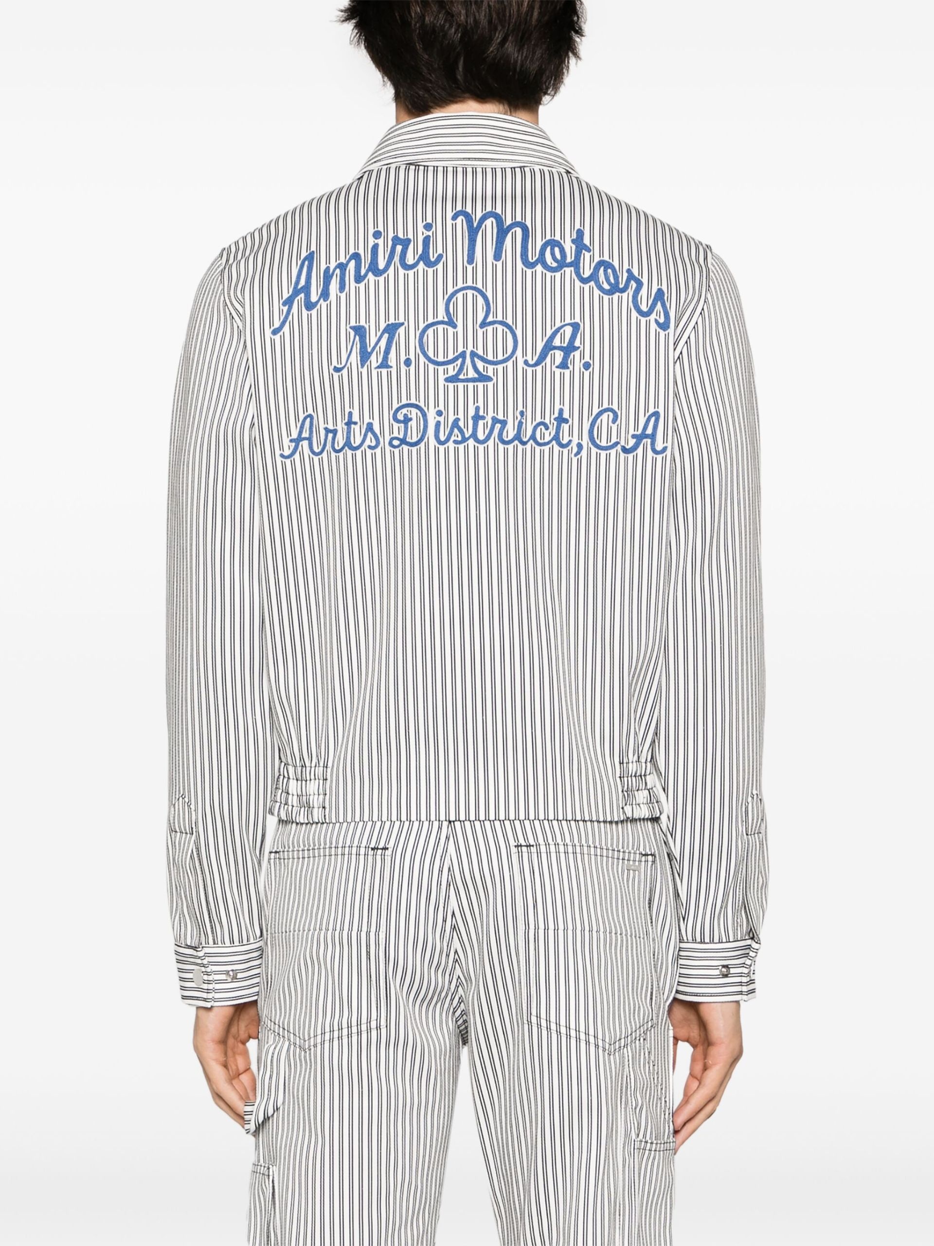 White Motors Striped Cotton Jacket - 4