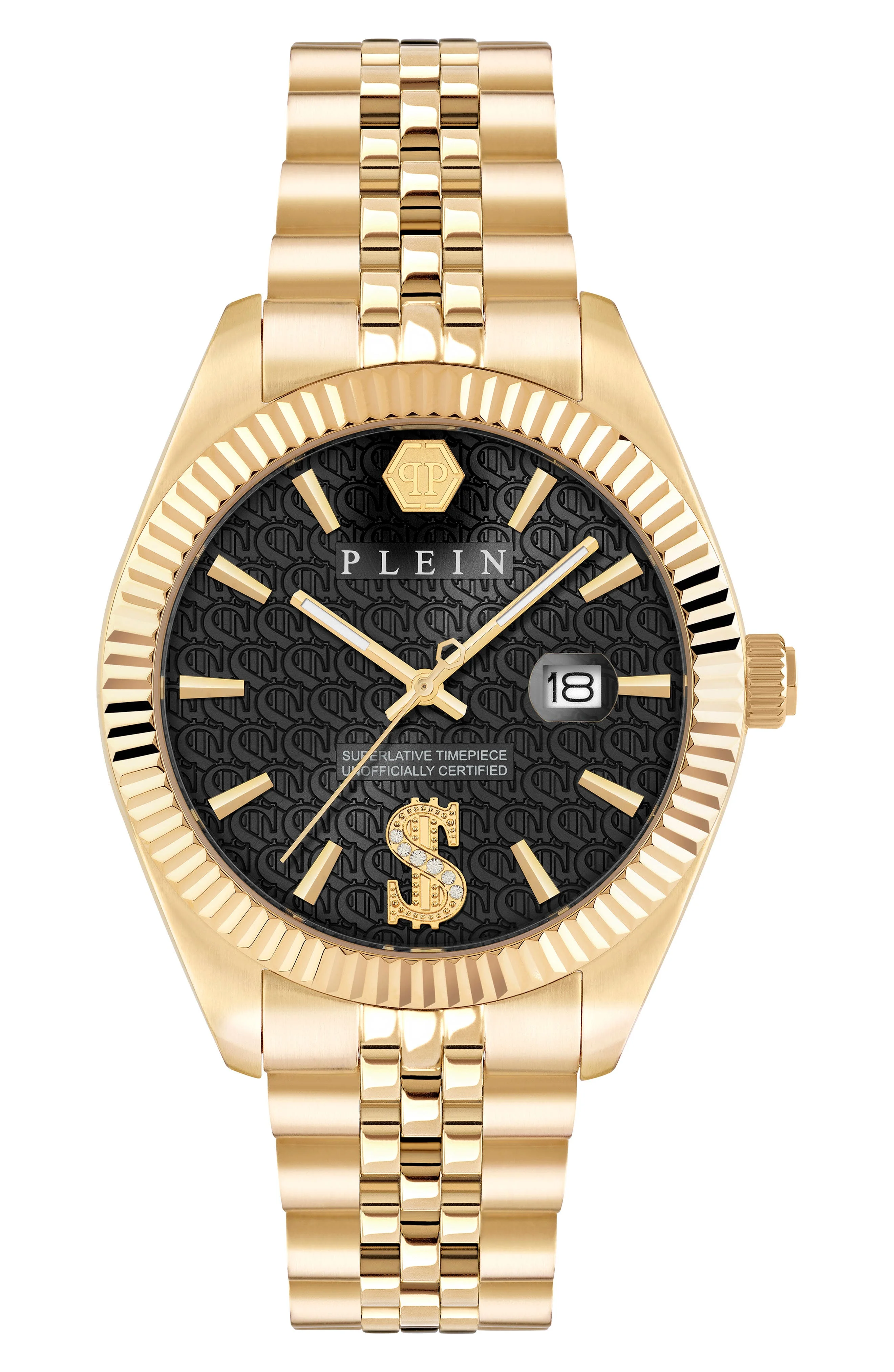 PHILIPP PLEIN Date Superlative Two-Tone Bracelet Watch, 41mm in Ip Yellow Gold at Nordstrom - 1