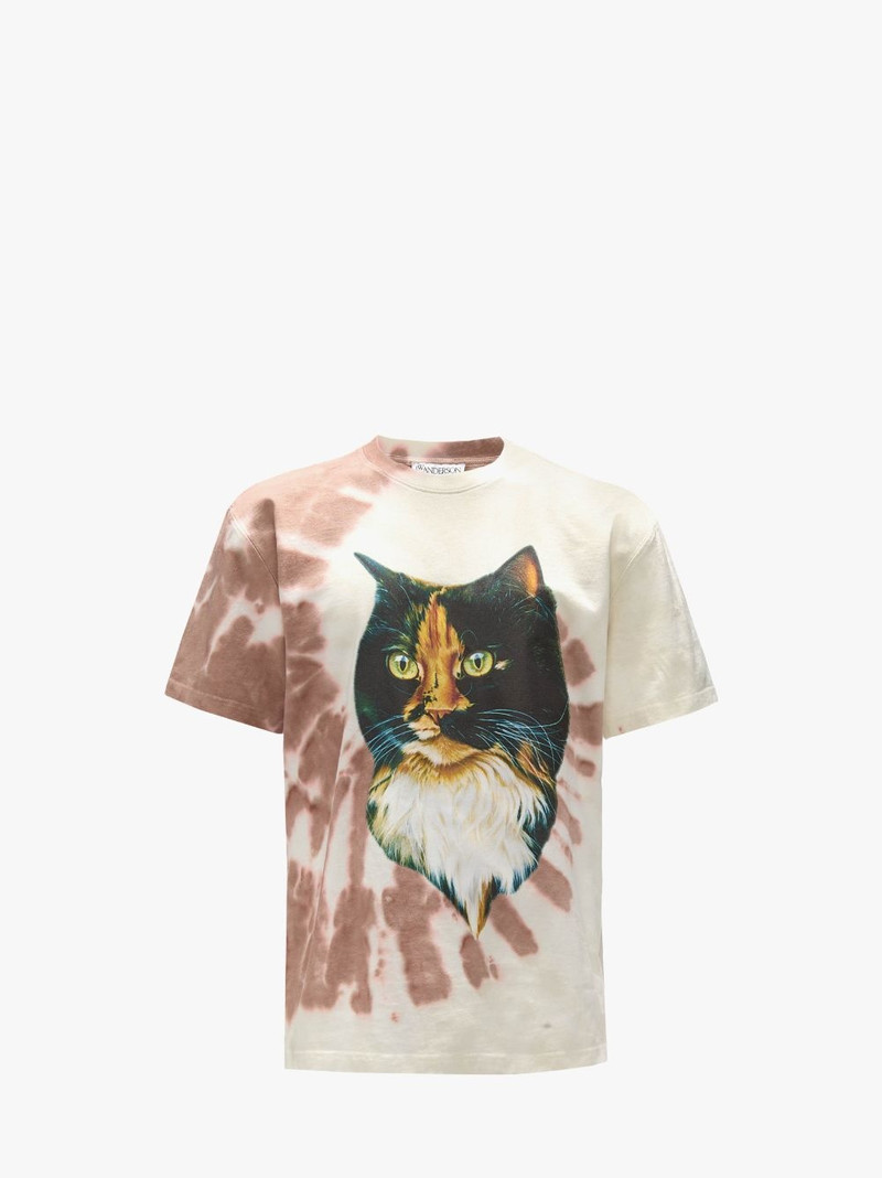 TIE DYE T-SHIRT WITH CAT PRINT 1