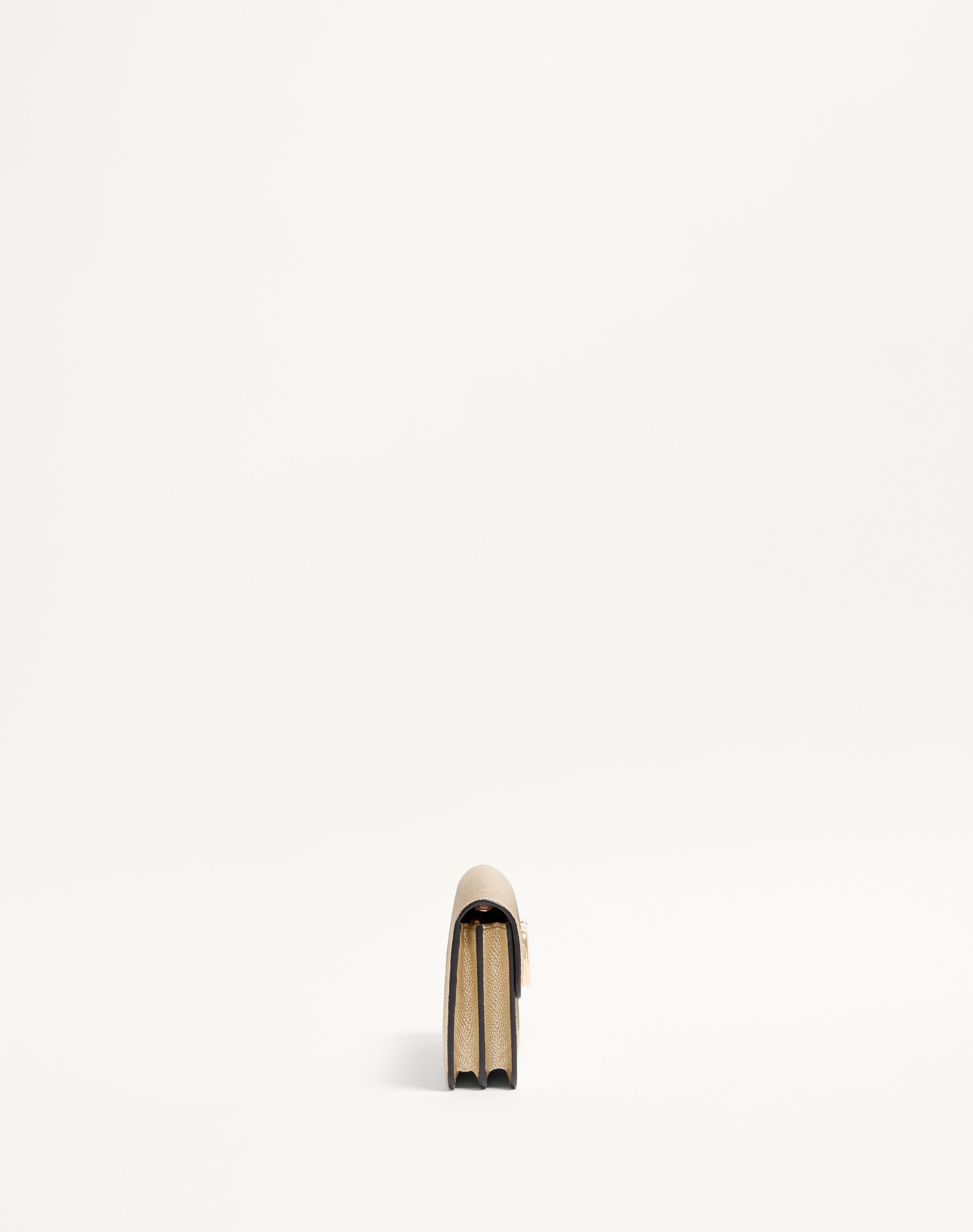 VLOGO SIGNATURE METALLIC GRAINY CALFSKIN WALLET WITH CHAIN - 3