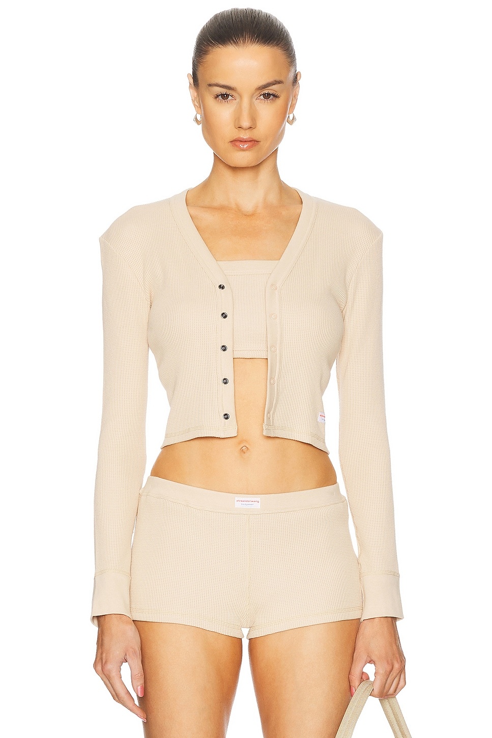 Long Sleeve Waffle Cardigan - 1