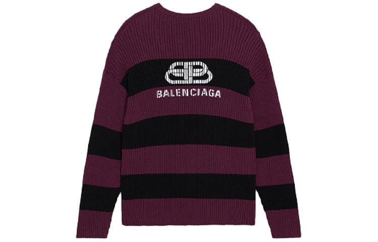 Balenciaga Border BB Knit Sweater 'Purple Black' 608760T31621087 - 2