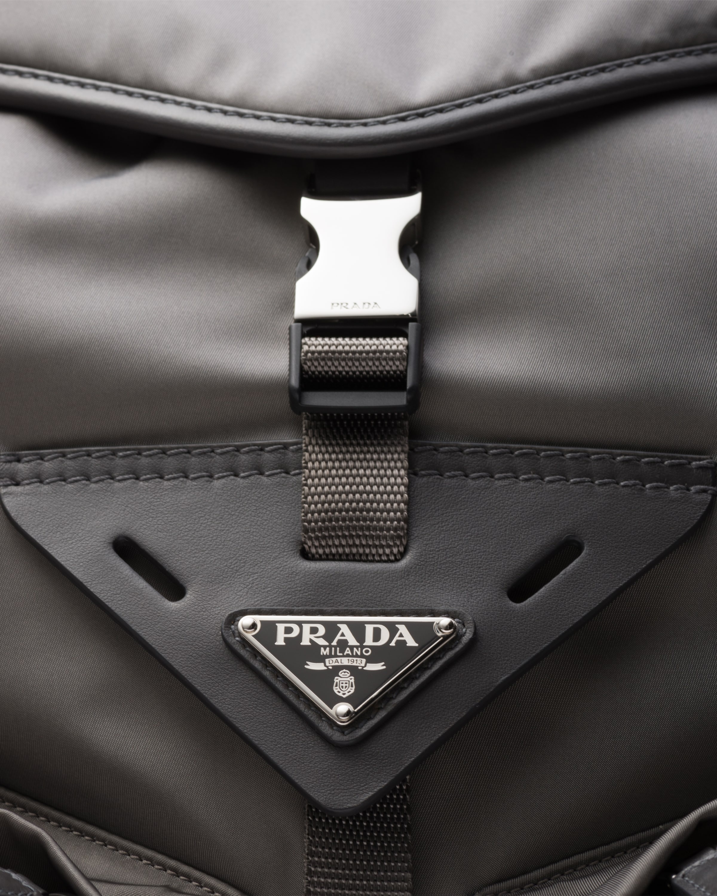 Re-Nylon and leather backpack - 6