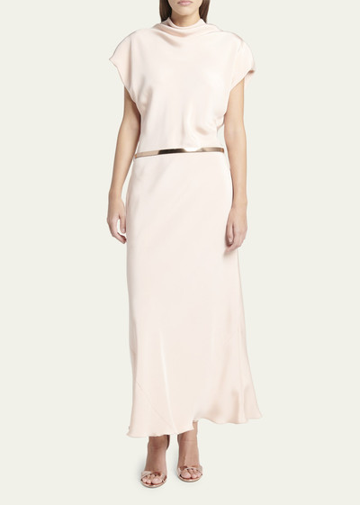 GIORGIO ARMANI Cowl-Neck Silk Crepe Maxi Dress with Leather Belt outlook