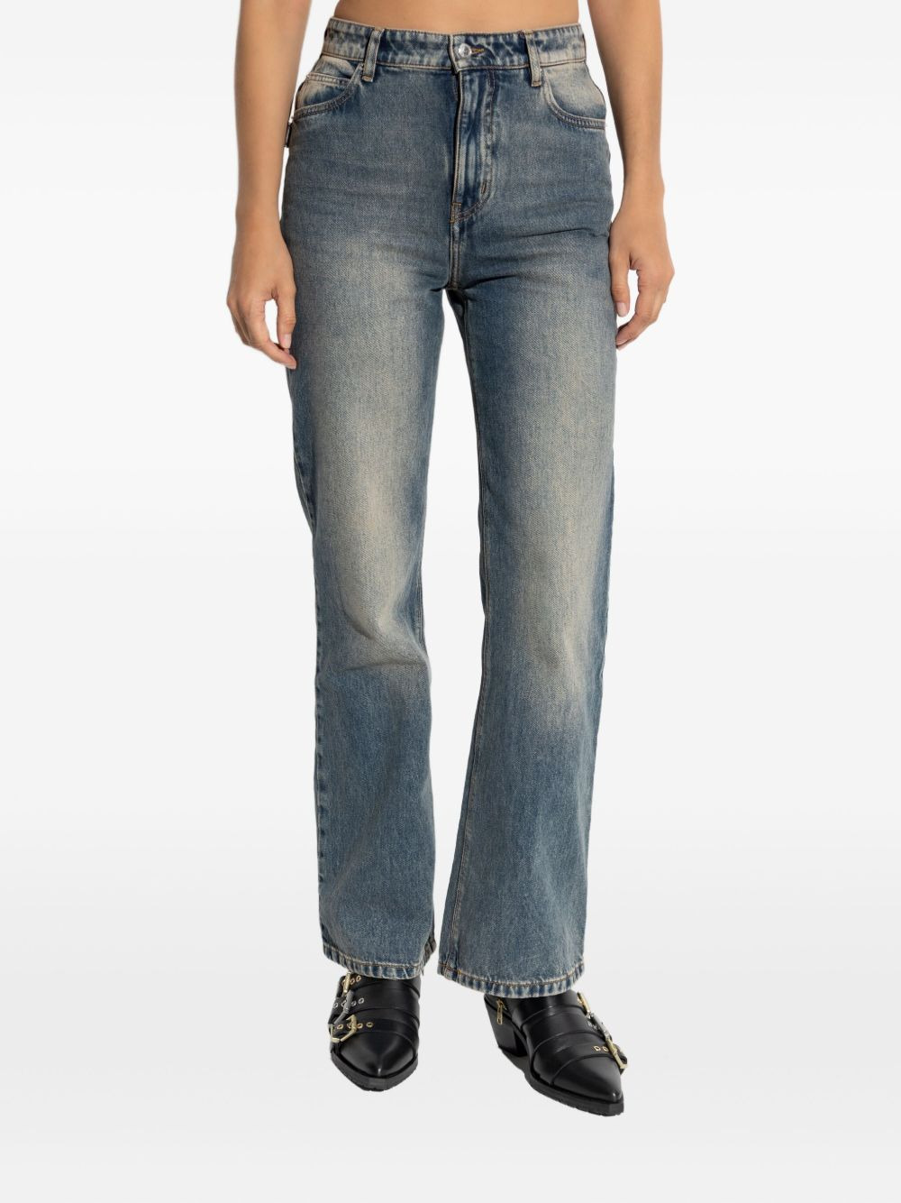 faded straight-leg jeans - 3