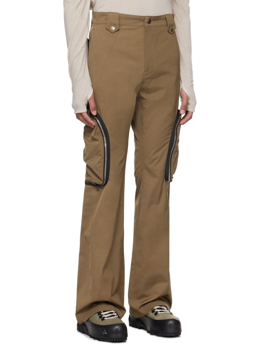 Brown Flared Cargo Pants - 2
