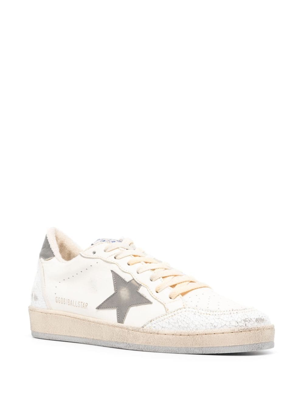 logo-patch leather sneakers - 2