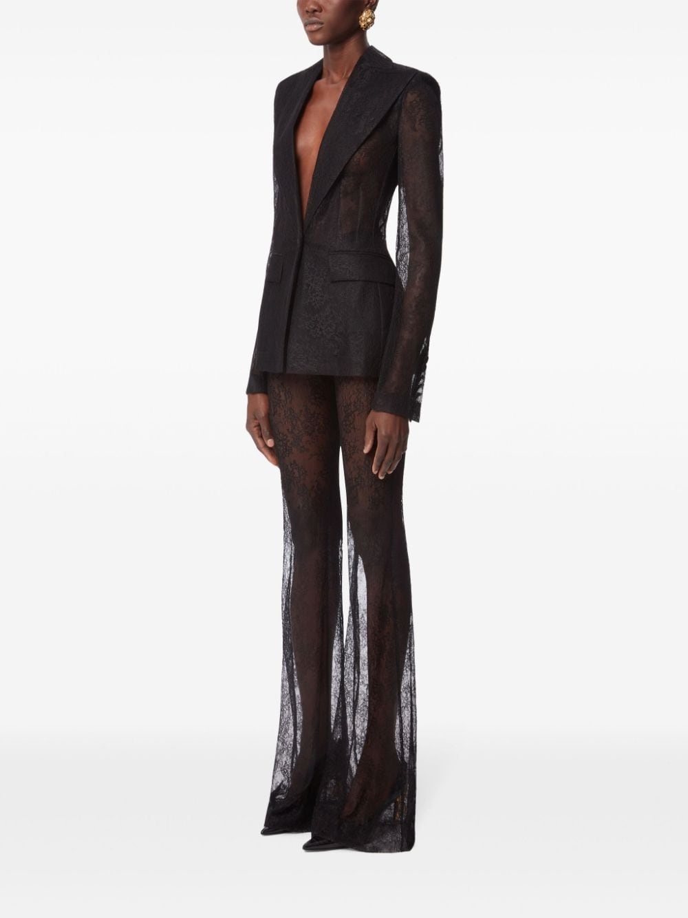 chantilly lace flared trousers - 3