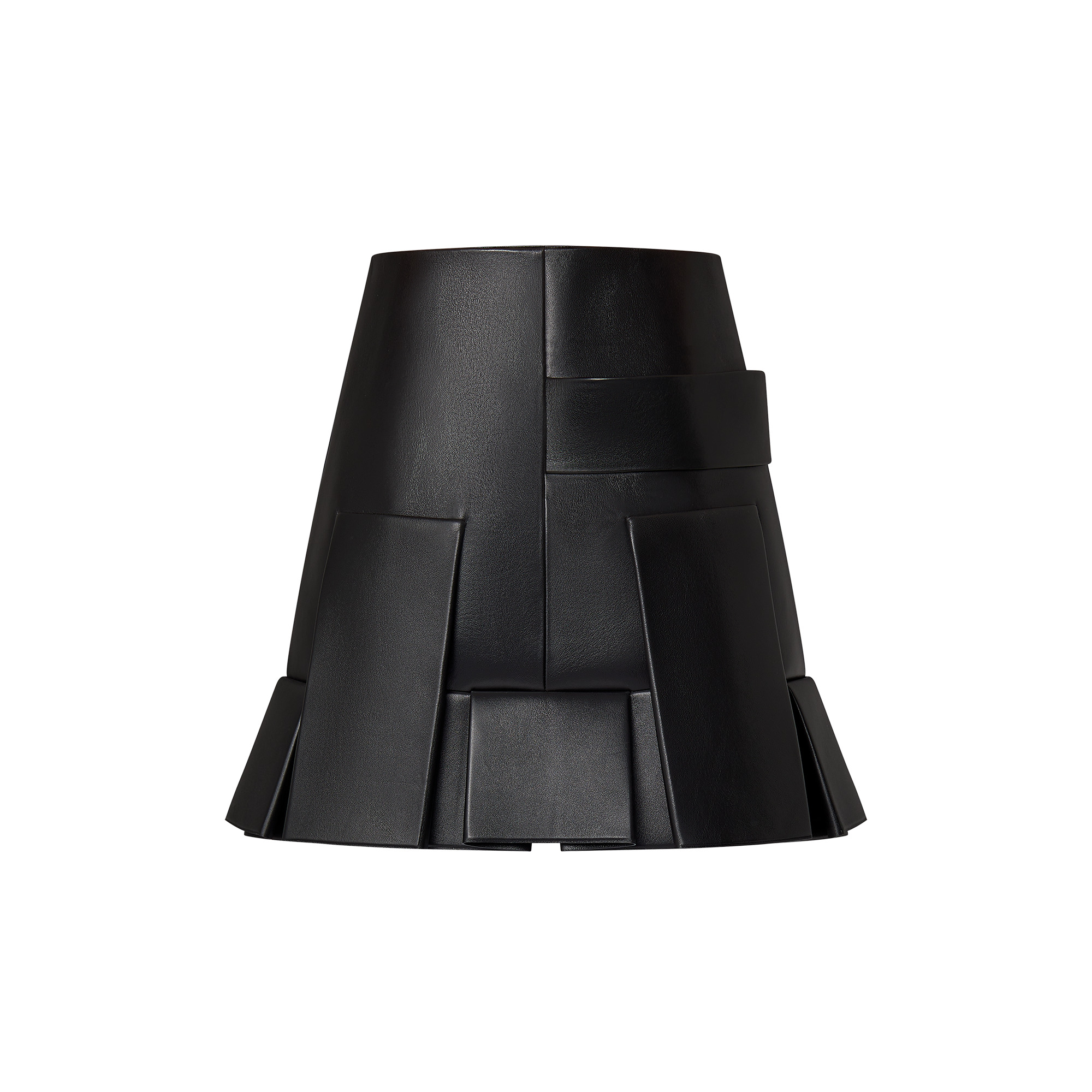 Leather Button Tab Pleat Skirt - 3
