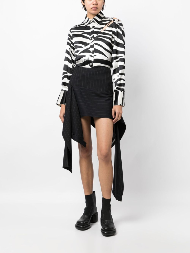Monse zebra-print slashed-detail silk shirt outlook