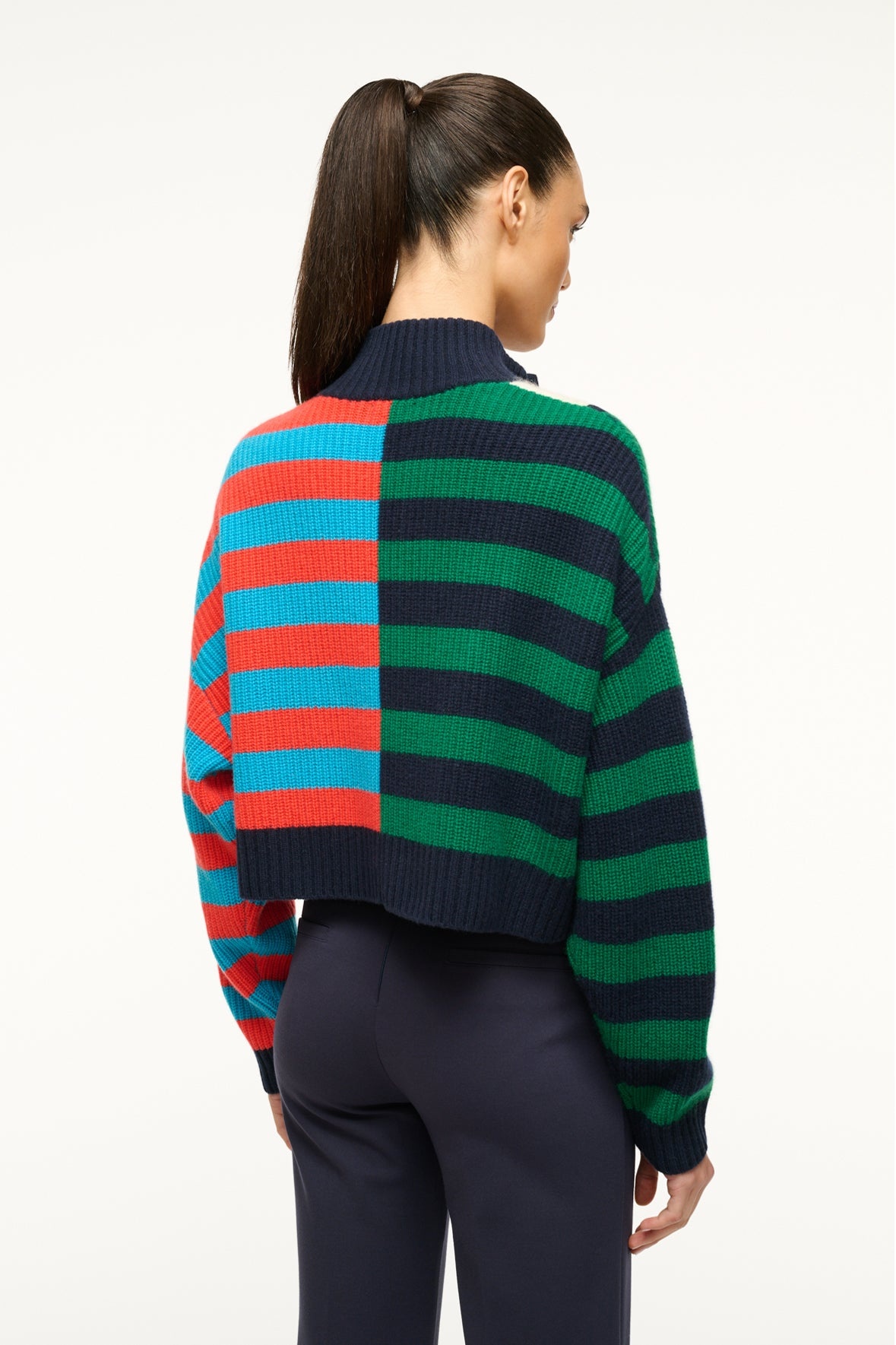 STAUD CASHMERE CROPPED HAMPTON SWEATER CABANA STRIPE MULTI - 4