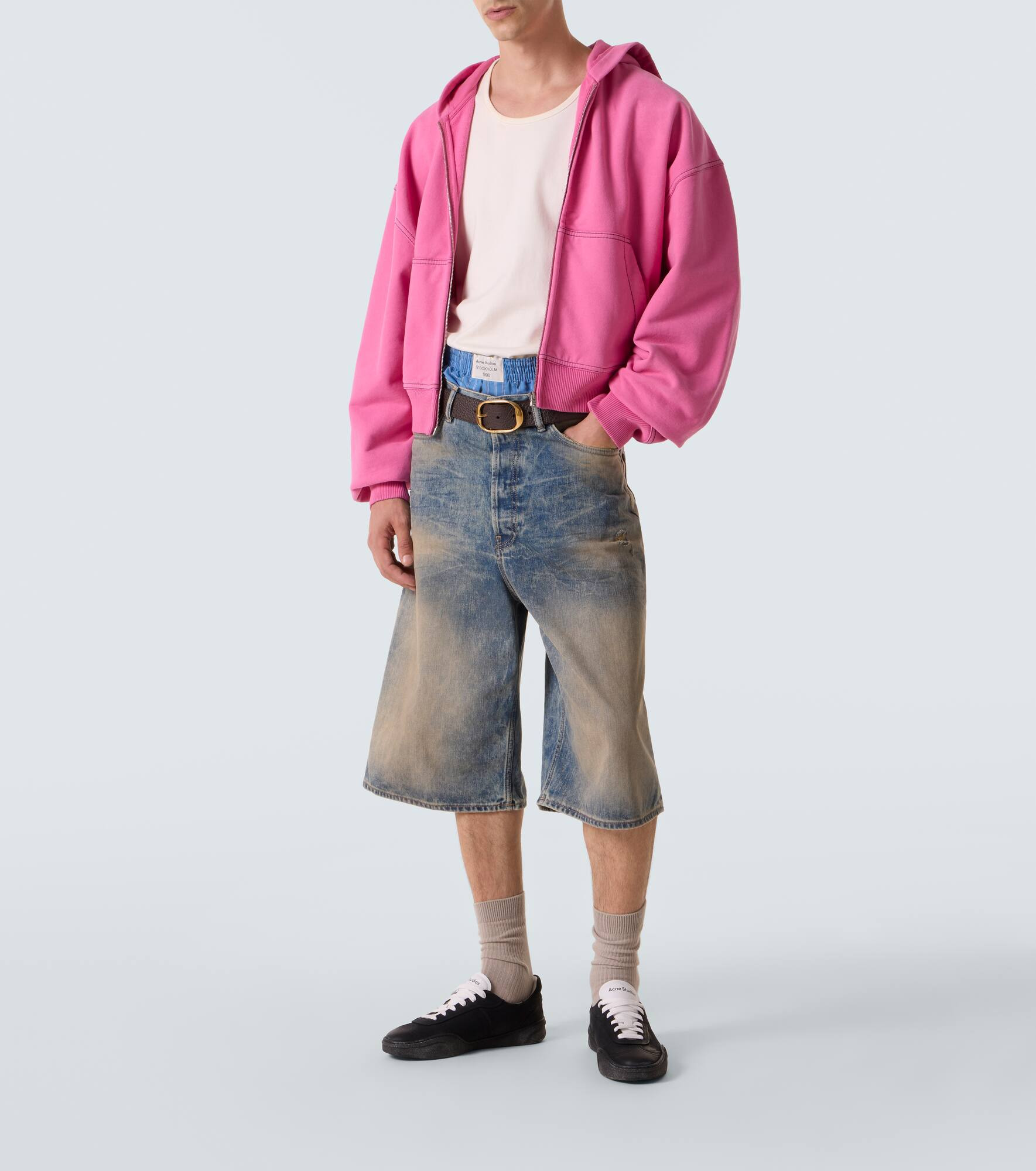 Embroidered cotton fleece zip-up hoodie - 2