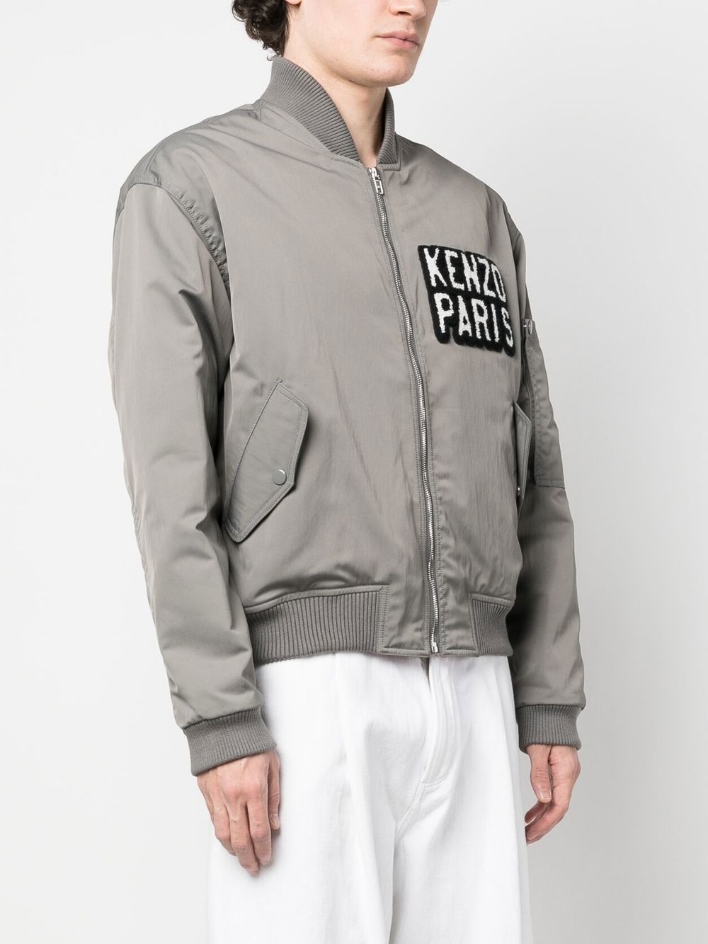 logo-patch bomber jacket - 4